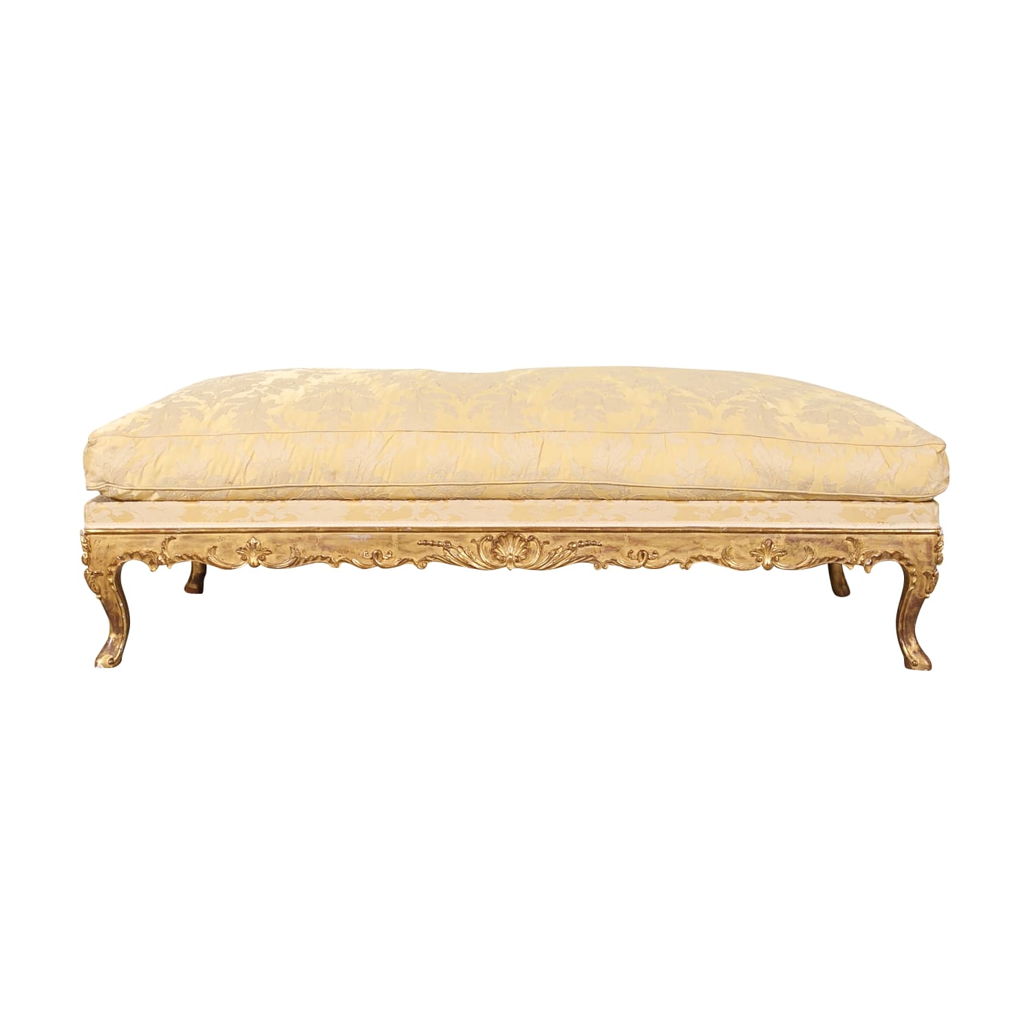 Fine 19th Century Louis XV Style Giltwood Bench or Banquette with Loose Cushion