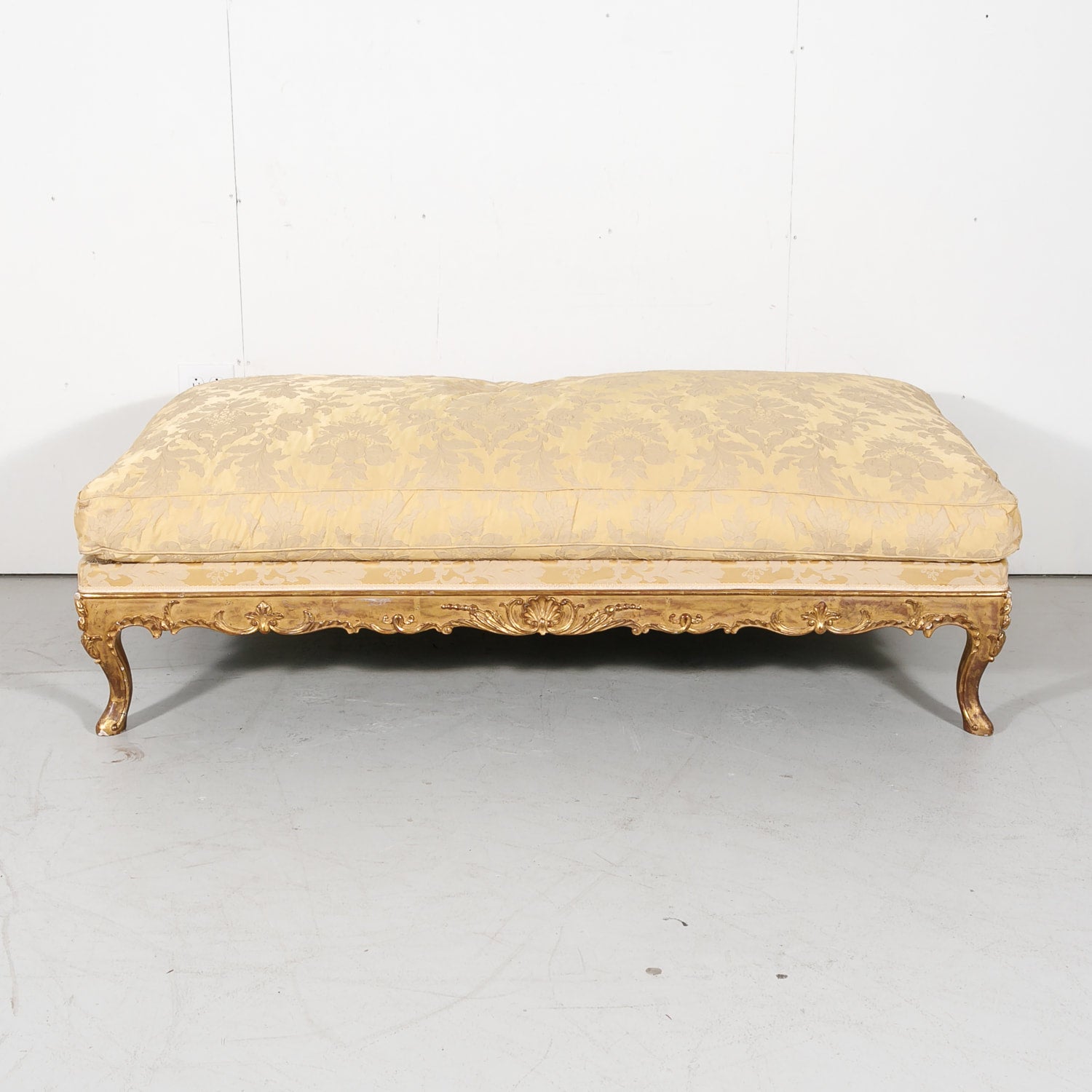 Fine 19th Century Louis XV Style Giltwood Bench or Banquette with Loose Cushion