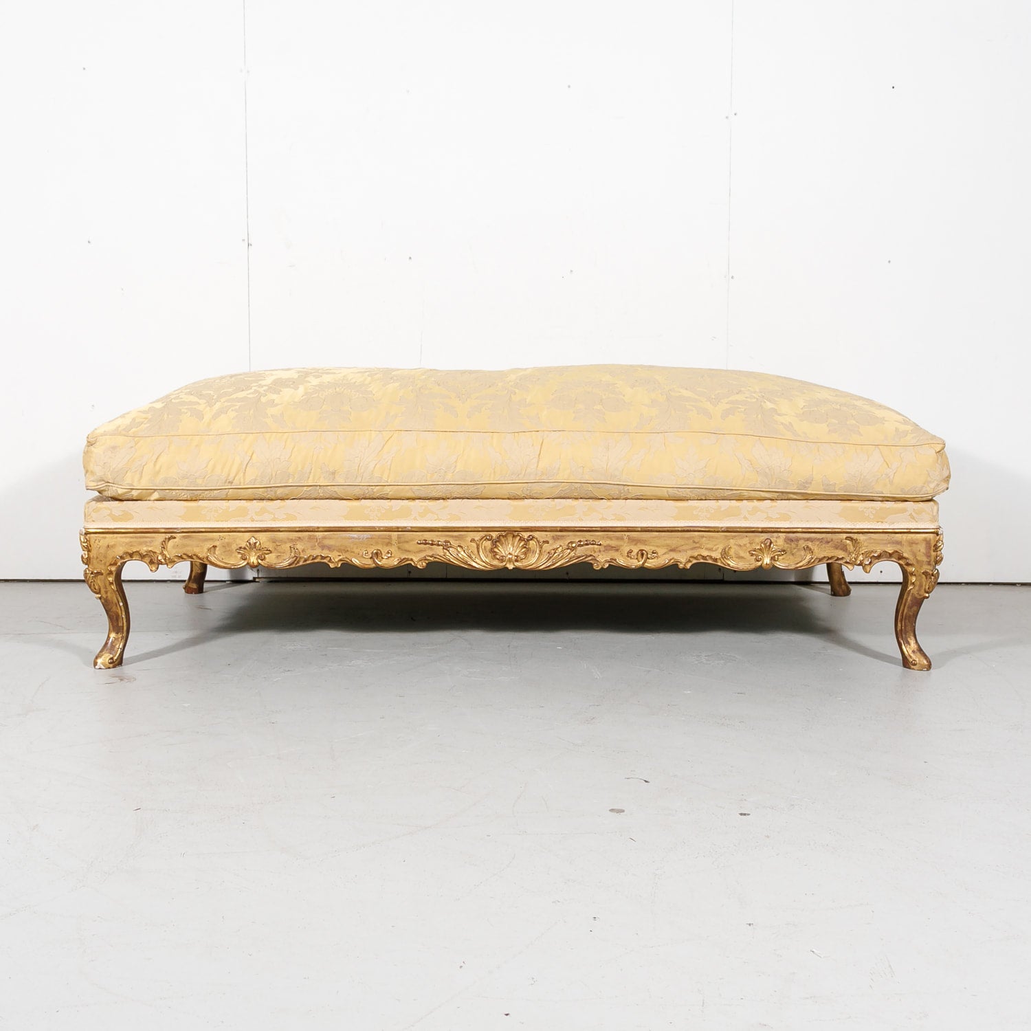 Fine 19th Century Louis XV Style Giltwood Bench or Banquette with Loose Cushion