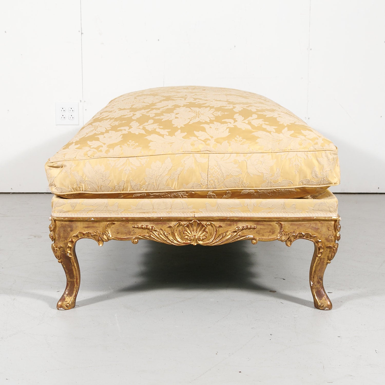 Fine 19th Century Louis XV Style Giltwood Bench or Banquette with Loose Cushion