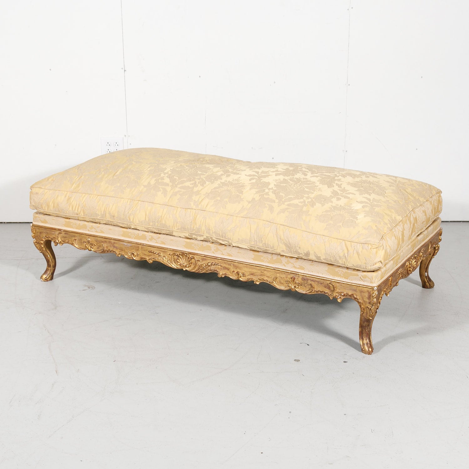 Fine 19th Century Louis XV Style Giltwood Bench or Banquette with Loose Cushion