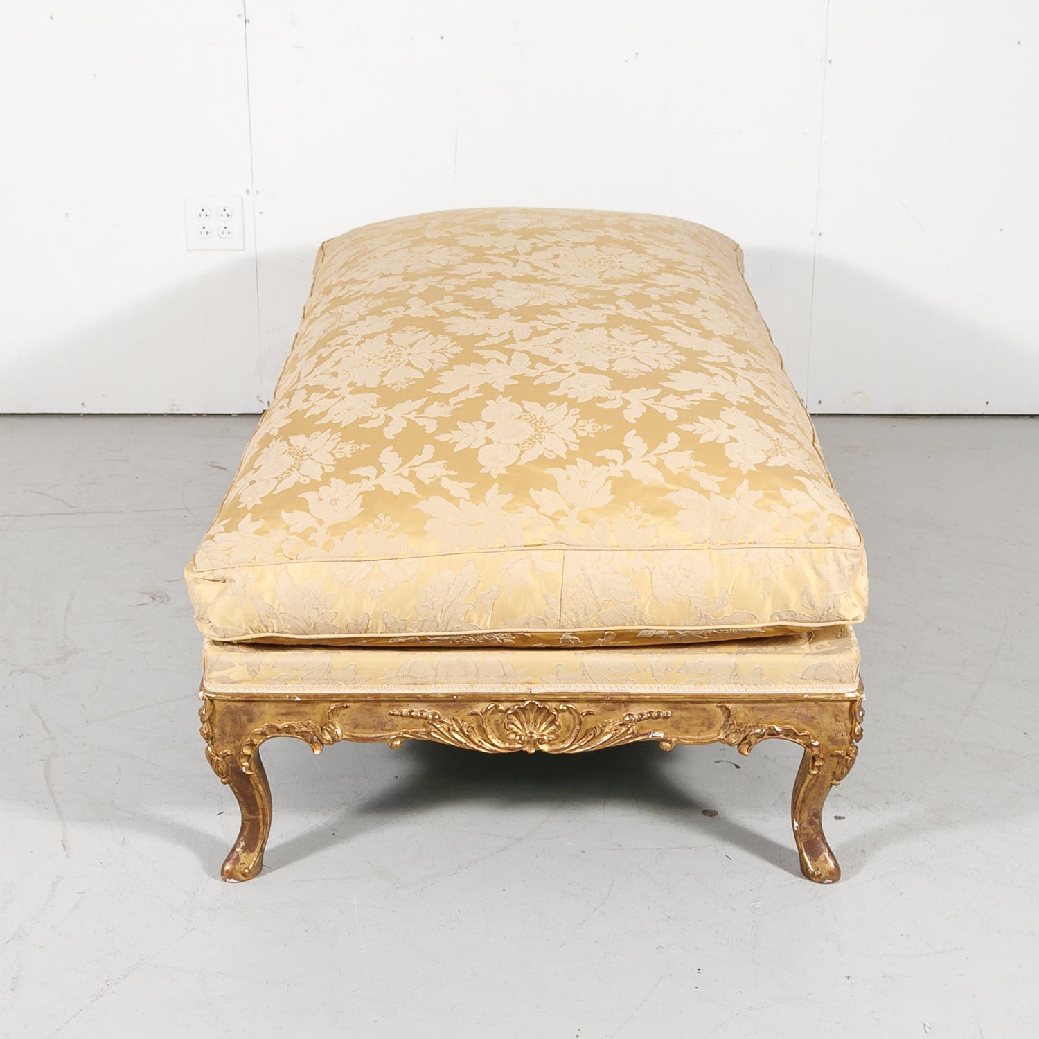 Fine 19th Century Louis XV Style Giltwood Bench or Banquette with Loose Cushion