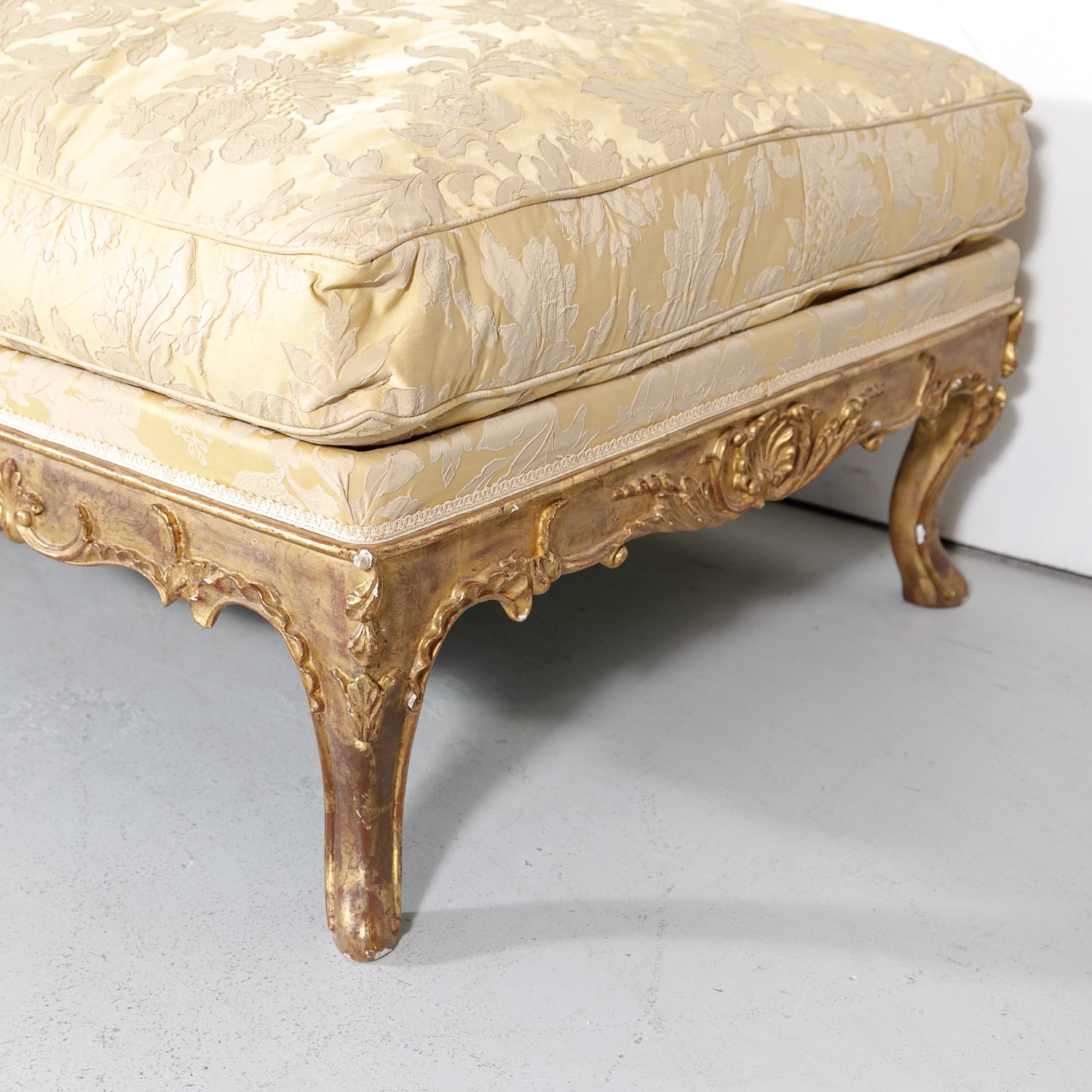 Fine 19th Century Louis XV Style Giltwood Bench or Banquette with Loose Cushion