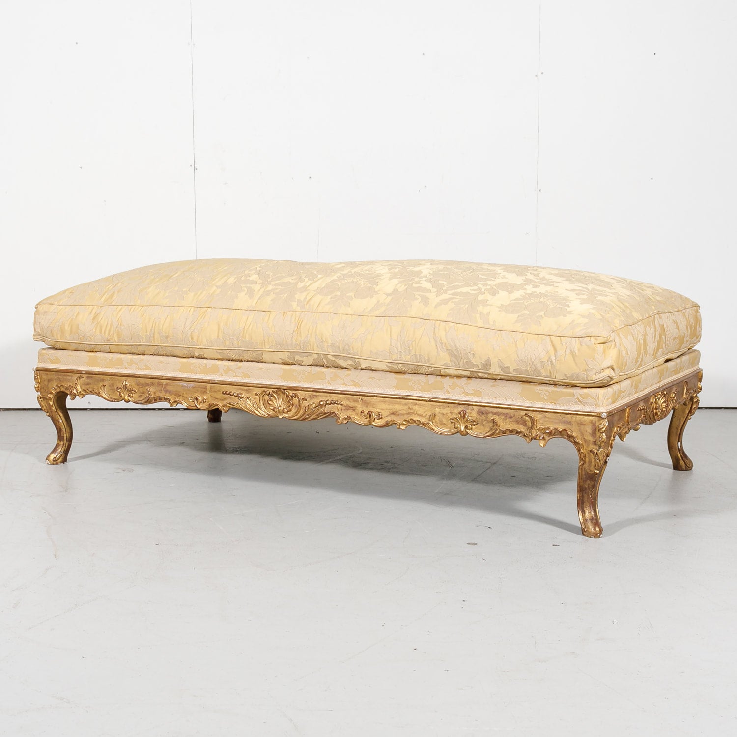 Fine 19th Century Louis XV Style Giltwood Bench or Banquette with Loose Cushion