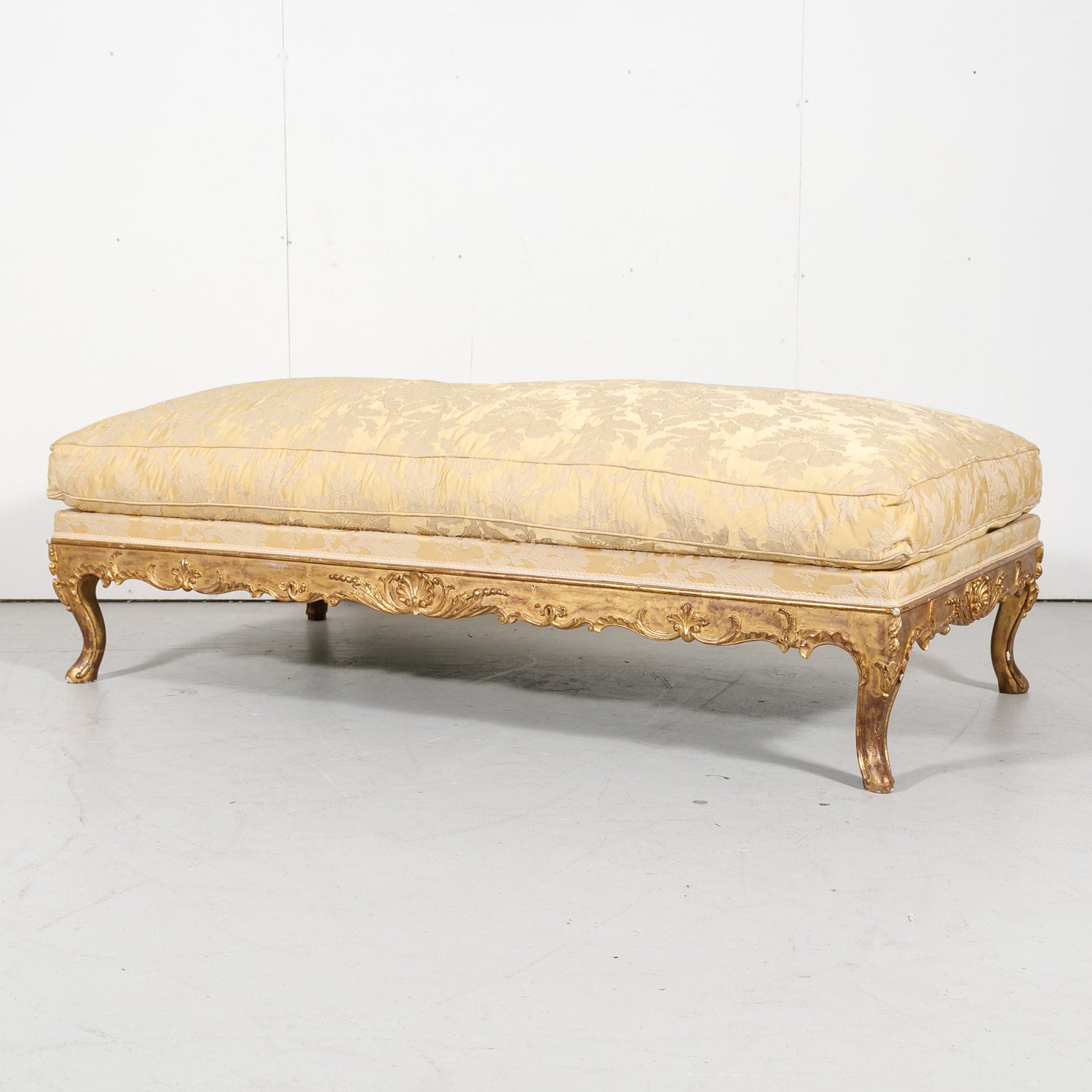 Fine 19th Century Louis XV Style Giltwood Bench or Banquette with Loose Cushion