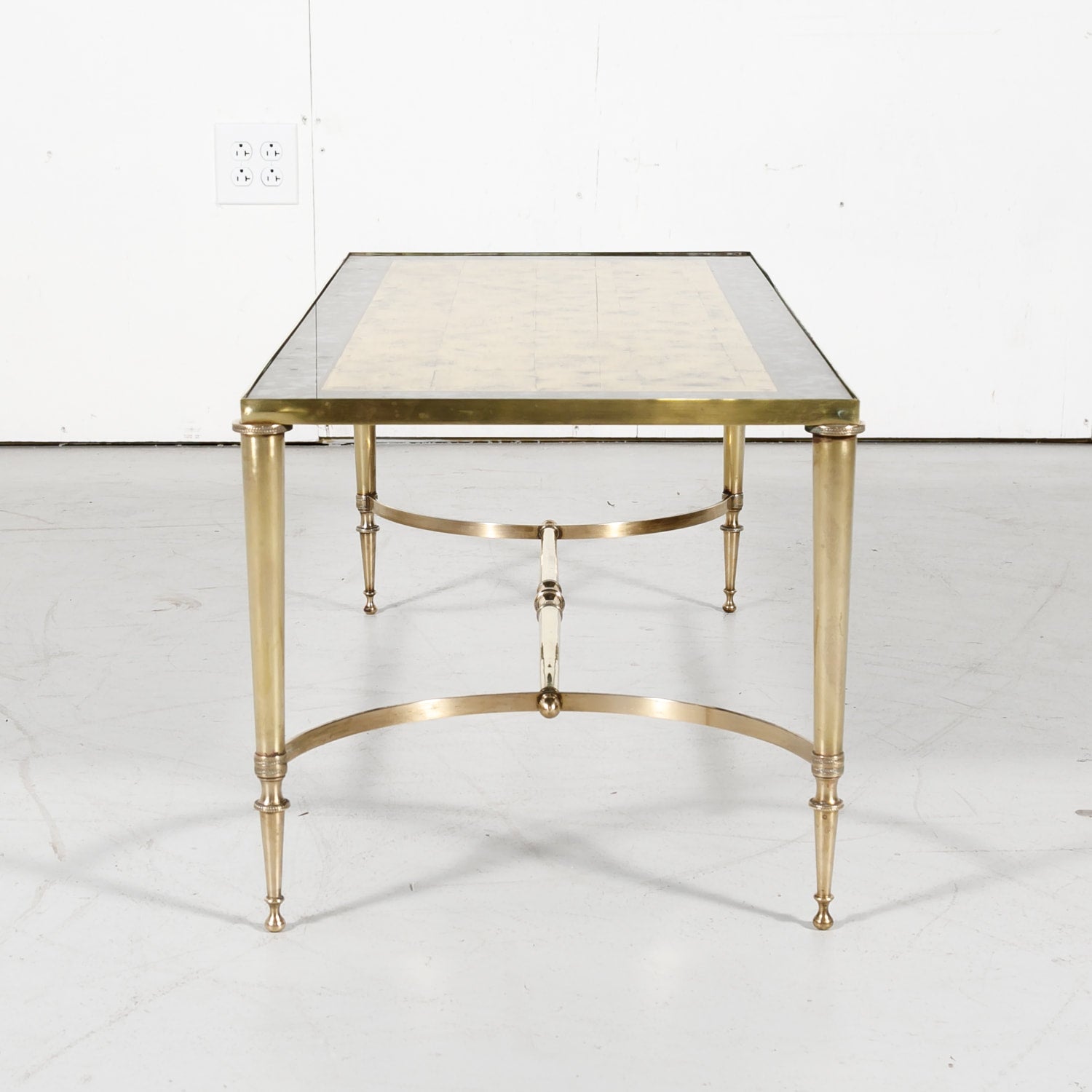 Maison Baguès Mid-Century French Brass and Eglomise Coffee or Cocktail Table