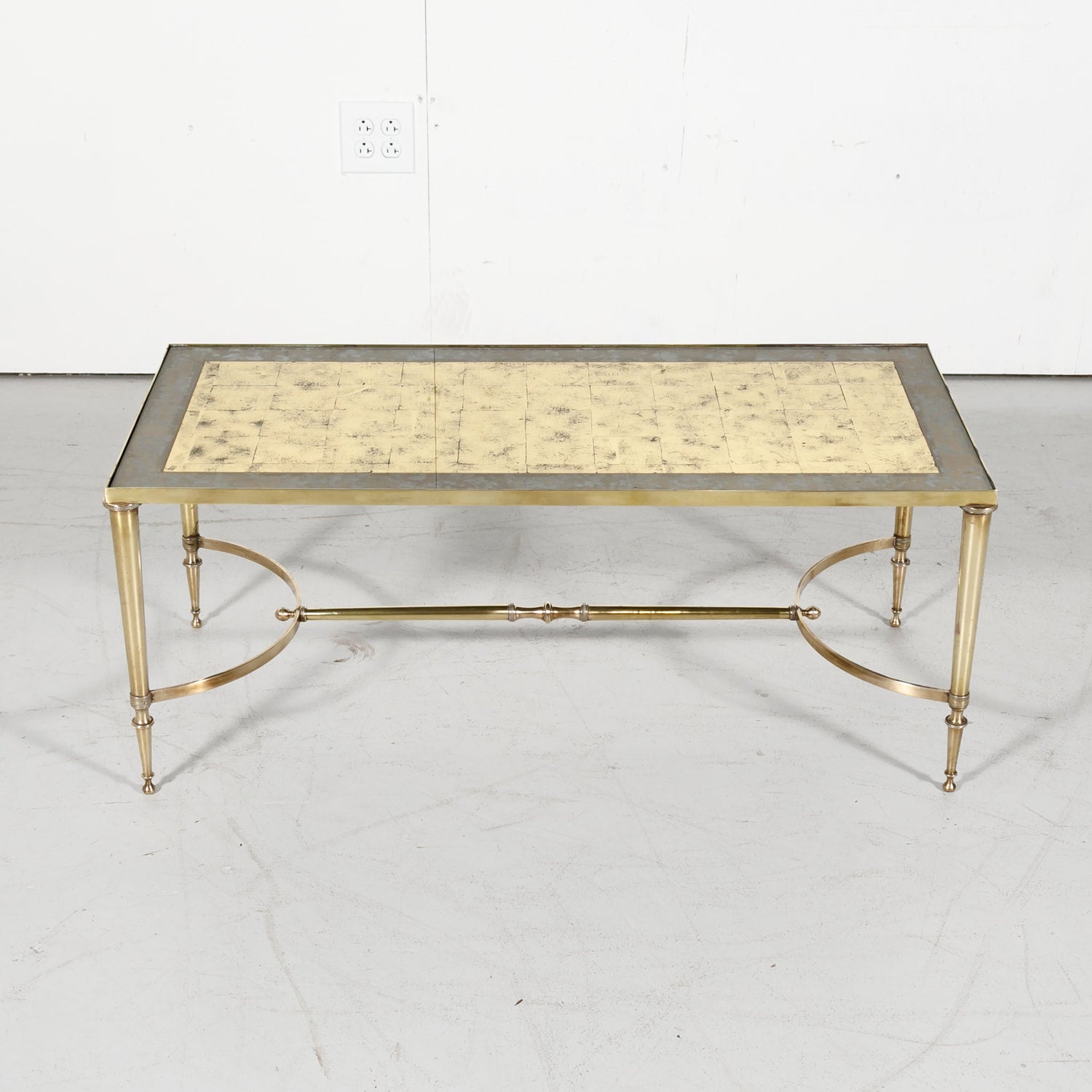 Maison Baguès Mid-Century French Brass and Eglomise Coffee or Cocktail Table