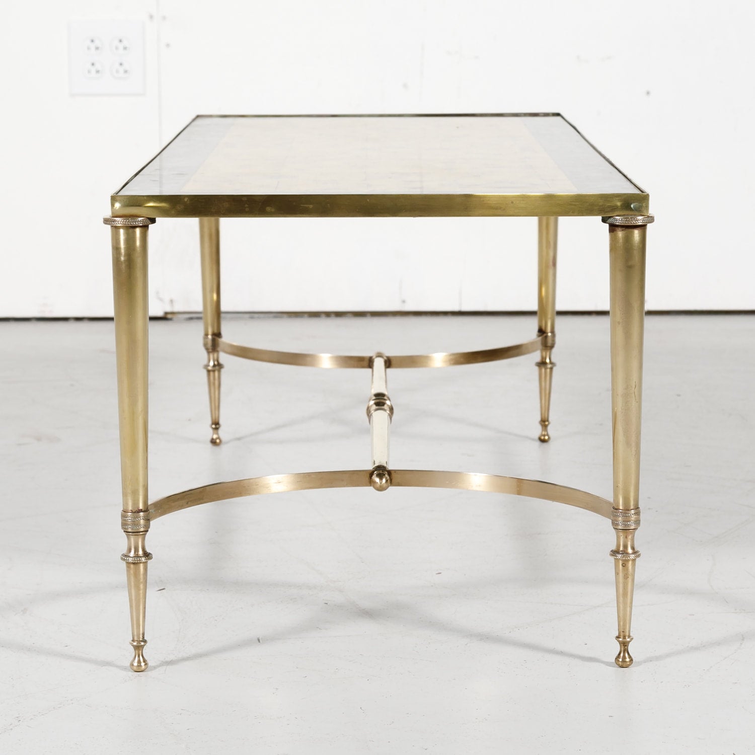 Maison Baguès Mid-Century French Brass and Eglomise Coffee or Cocktail Table