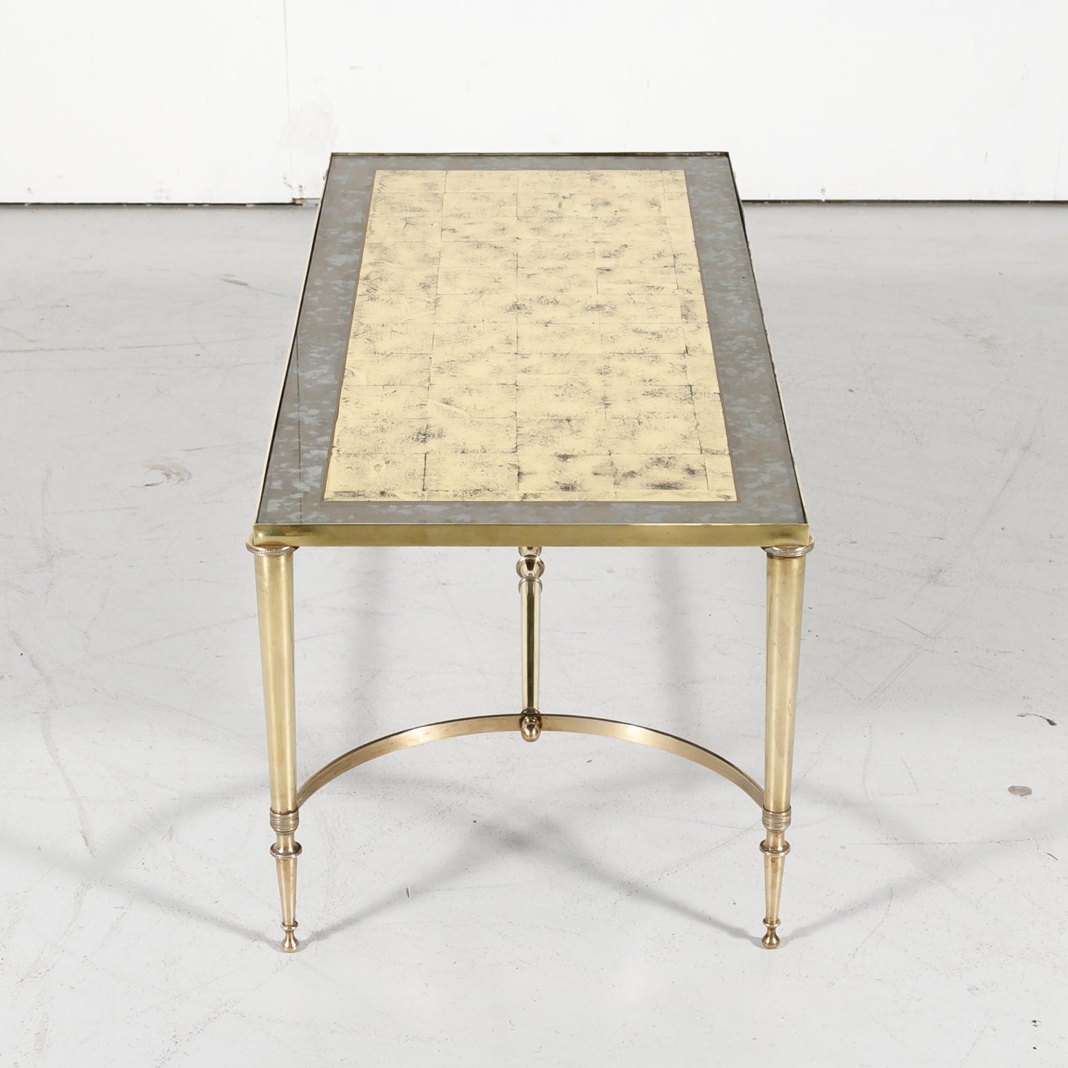 Maison Baguès Mid-Century French Brass and Eglomise Coffee or Cocktail Table