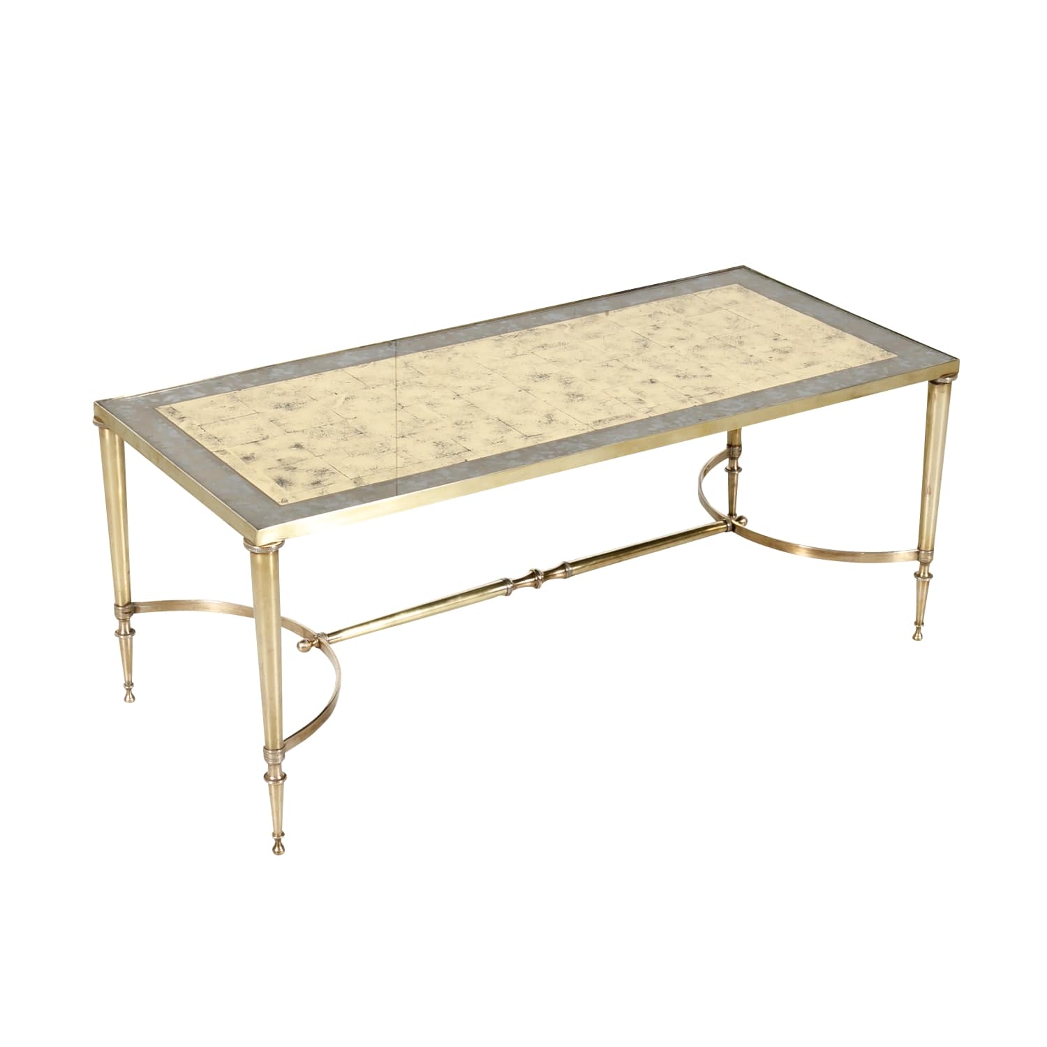 Maison Baguès Mid-Century French Brass and Eglomise Coffee or Cocktail Table