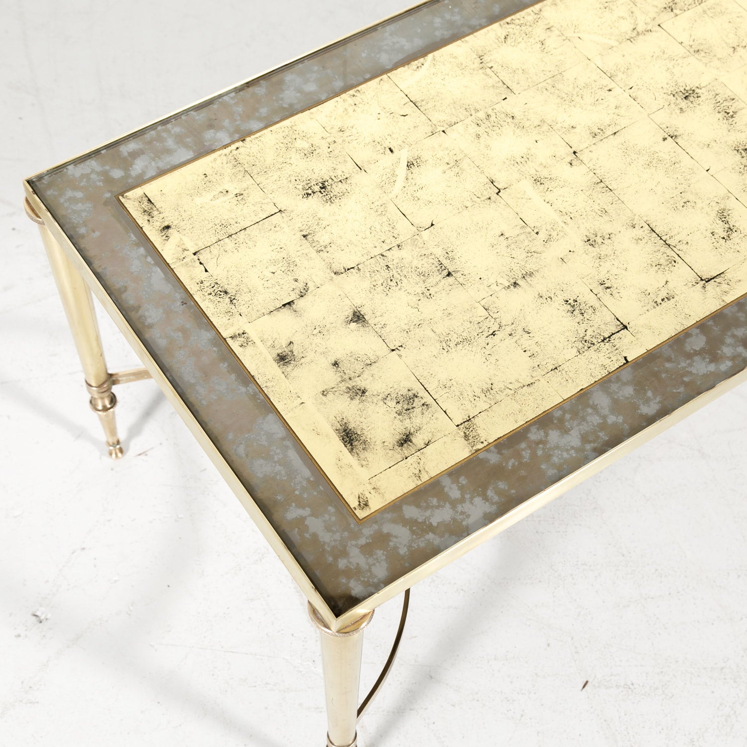 Maison Baguès Mid-Century French Brass and Eglomise Coffee or Cocktail Table