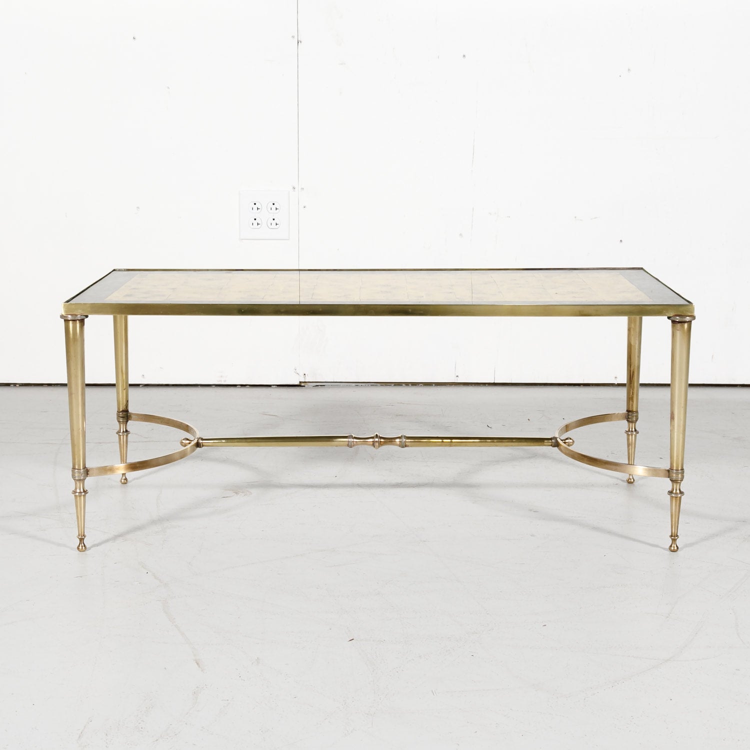Maison Baguès Mid-Century French Brass and Eglomise Coffee or Cocktail Table