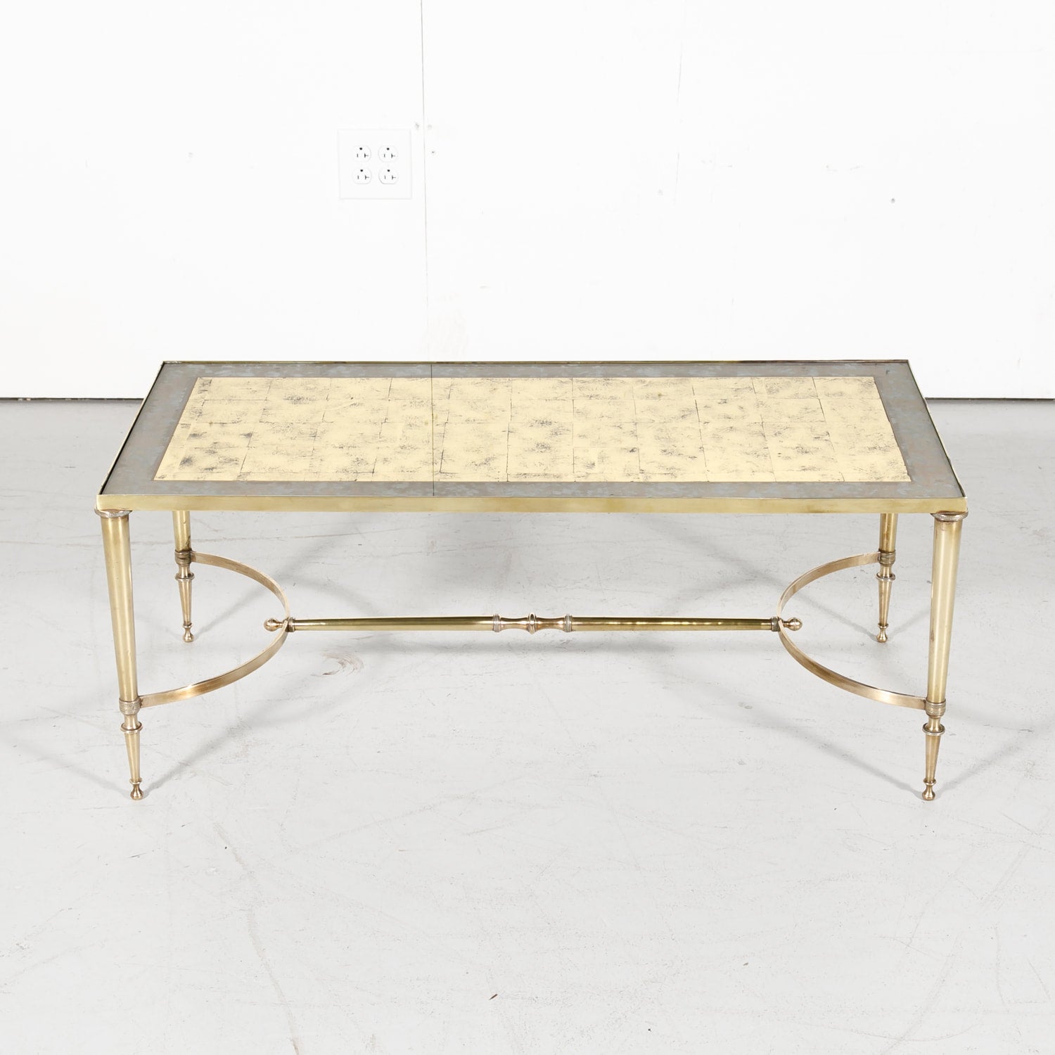 Maison Baguès Mid-Century French Brass and Eglomise Coffee or Cocktail Table