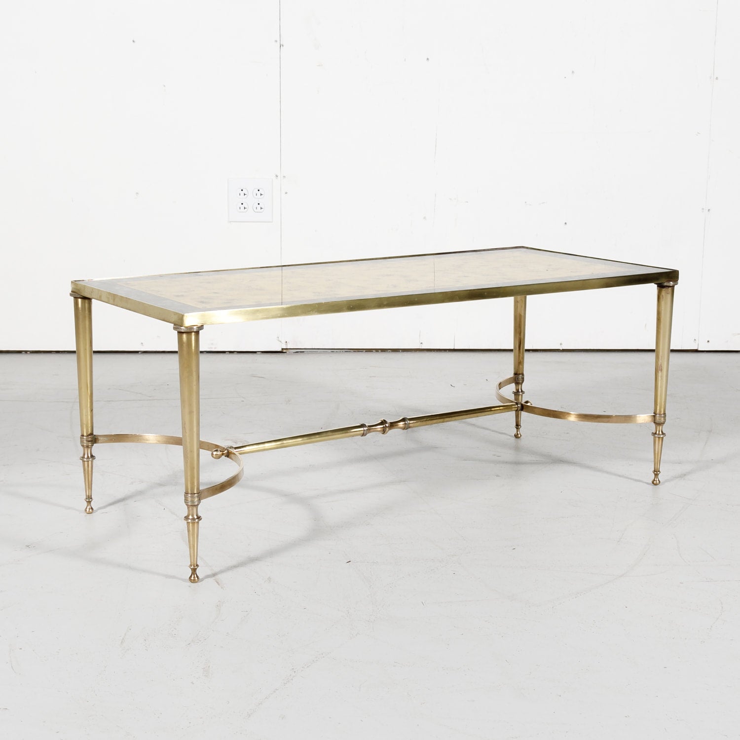Maison Baguès Mid-Century French Brass and Eglomise Coffee or Cocktail Table