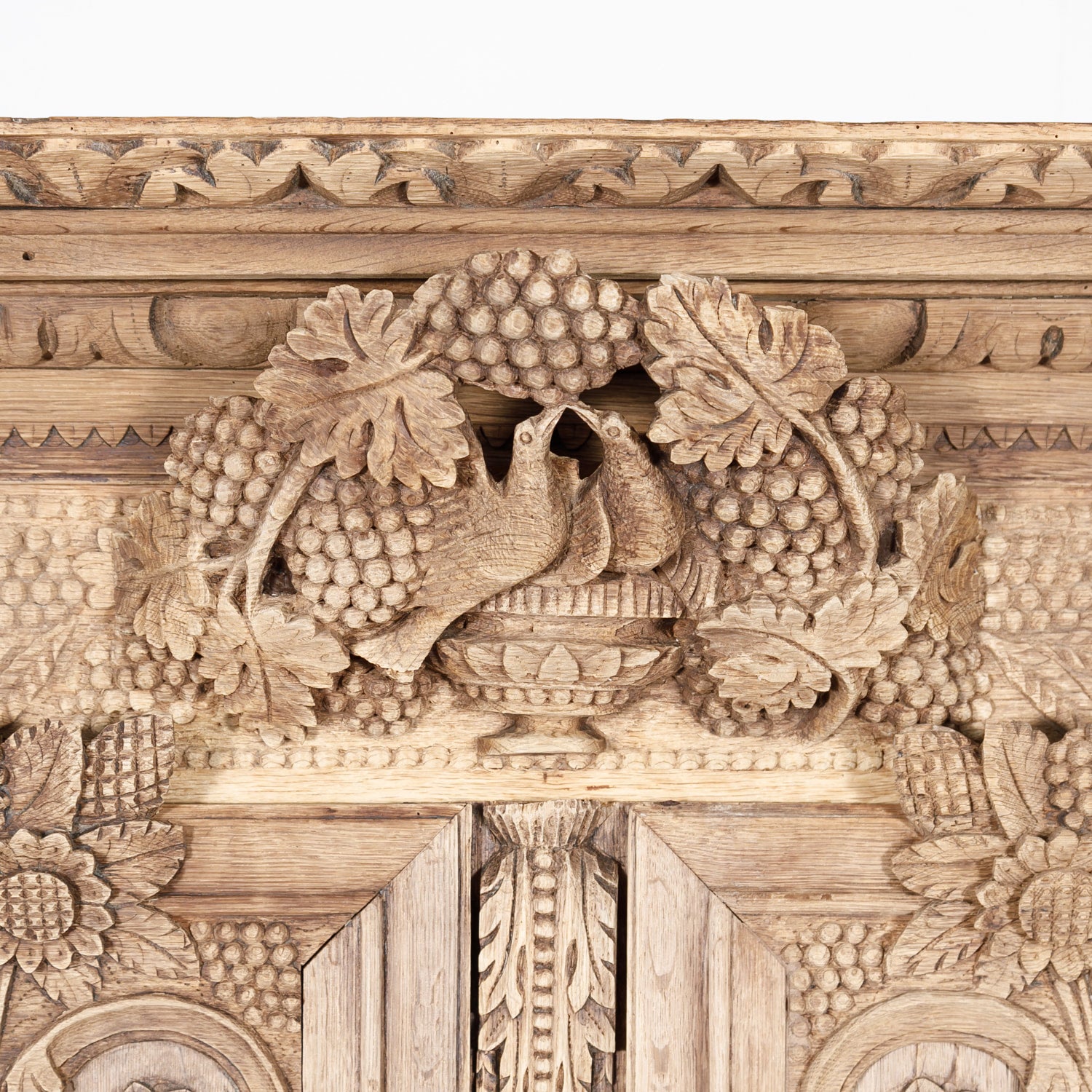 Early 19th Century French Country Louis XV Style Bleached Oak Normandy Wedding Armoire 