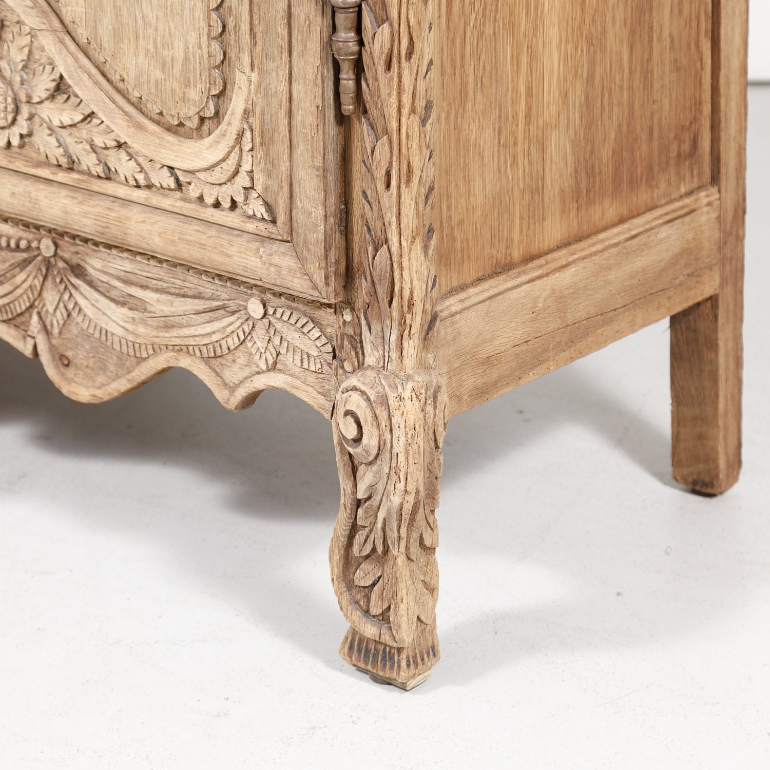 Early 19th Century French Country Louis XV Style Bleached Oak Normandy Wedding Armoire 