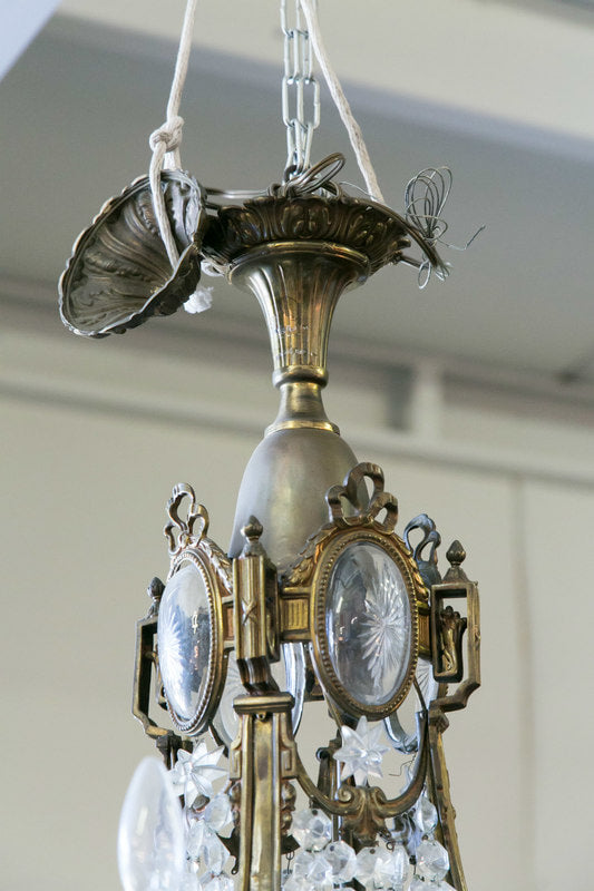 19th Century Louis XV Style Bronze and Crystal 12-Light Chandelier