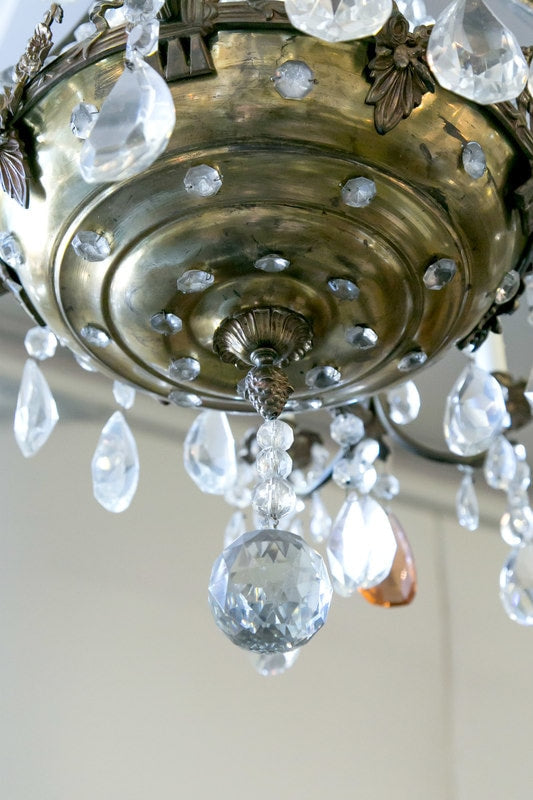 19th Century Louis XV Style Bronze and Crystal 12-Light Chandelier
