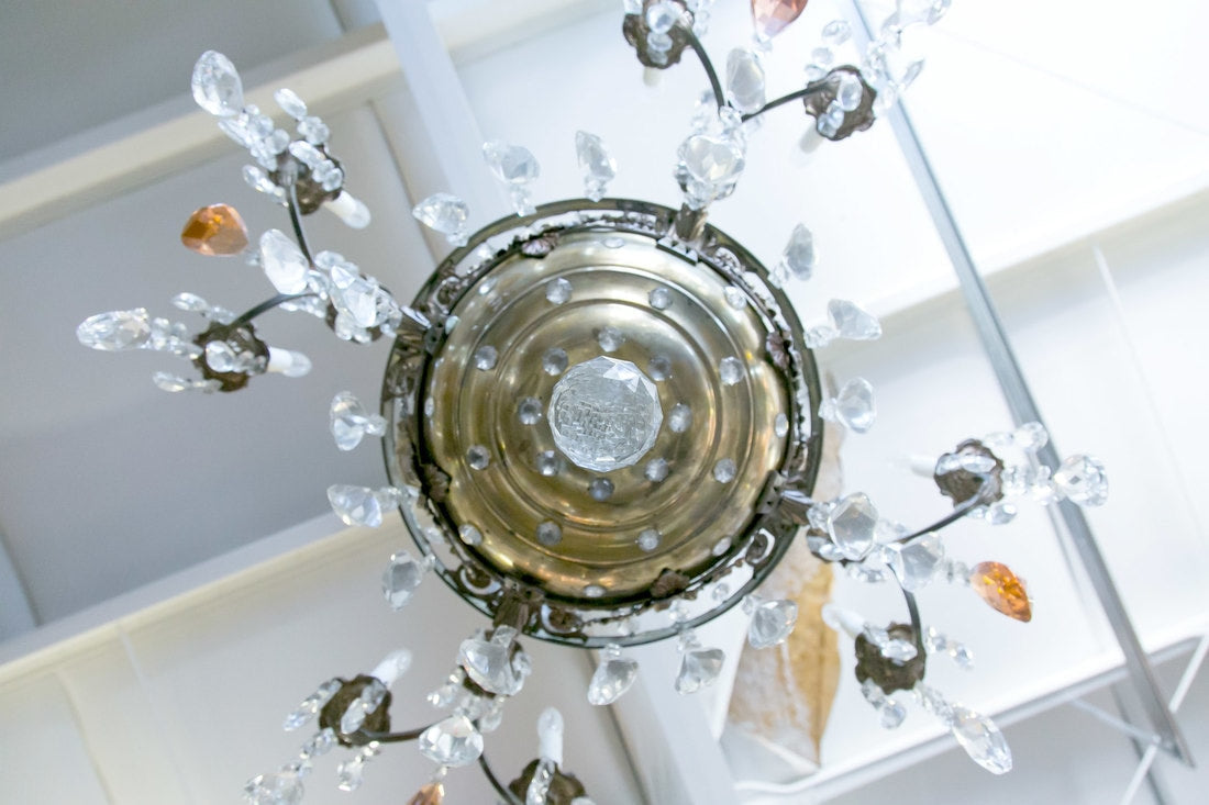 19th Century Louis XV Style Bronze and Crystal 12-Light Chandelier