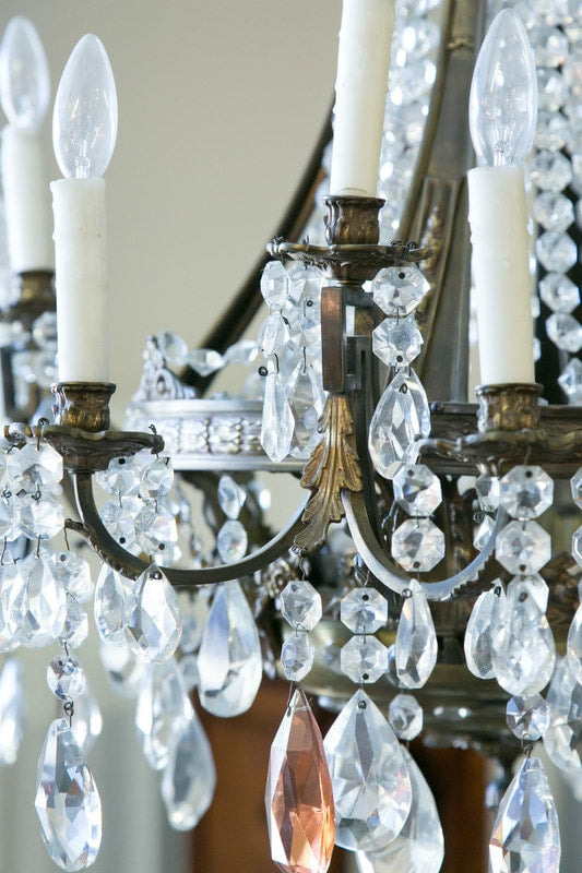 19th Century Louis XV Style Bronze and Crystal 12-Light Chandelier