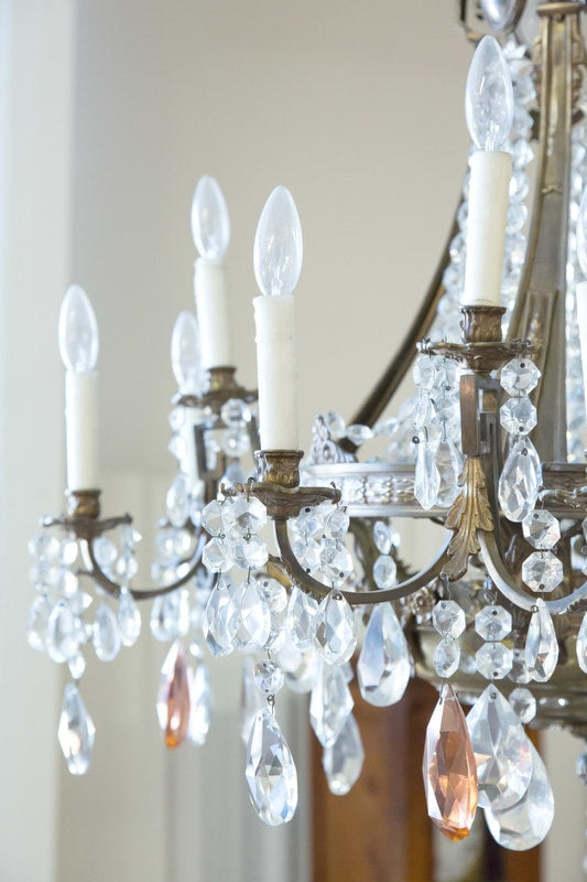 19th Century Louis XV Style Bronze and Crystal 12-Light Chandelier