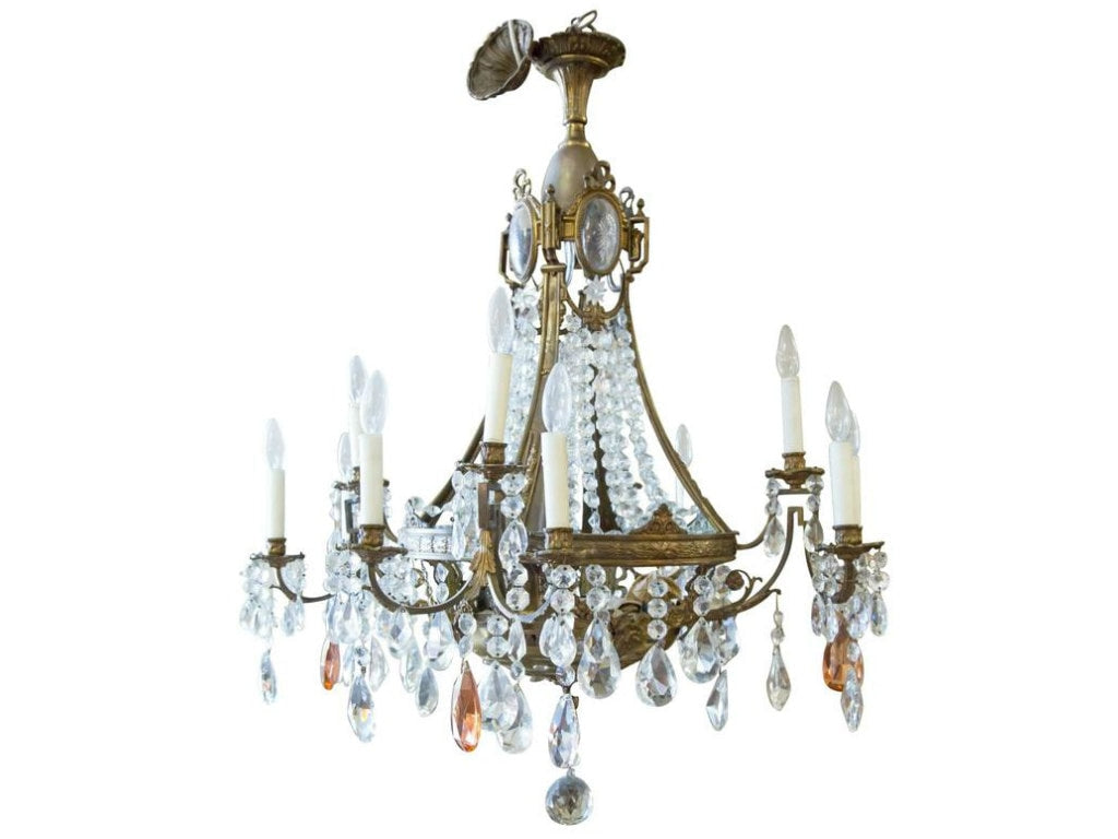 19th Century Louis XV Style Bronze and Crystal 12-Light Chandelier