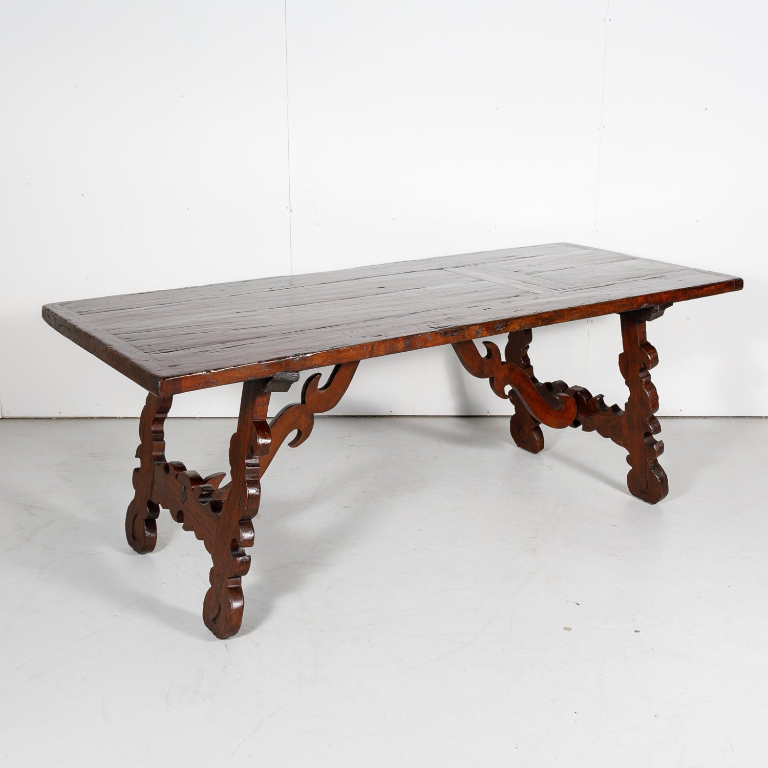 19th Century Spanish Baroque Style Trestle Dining Table