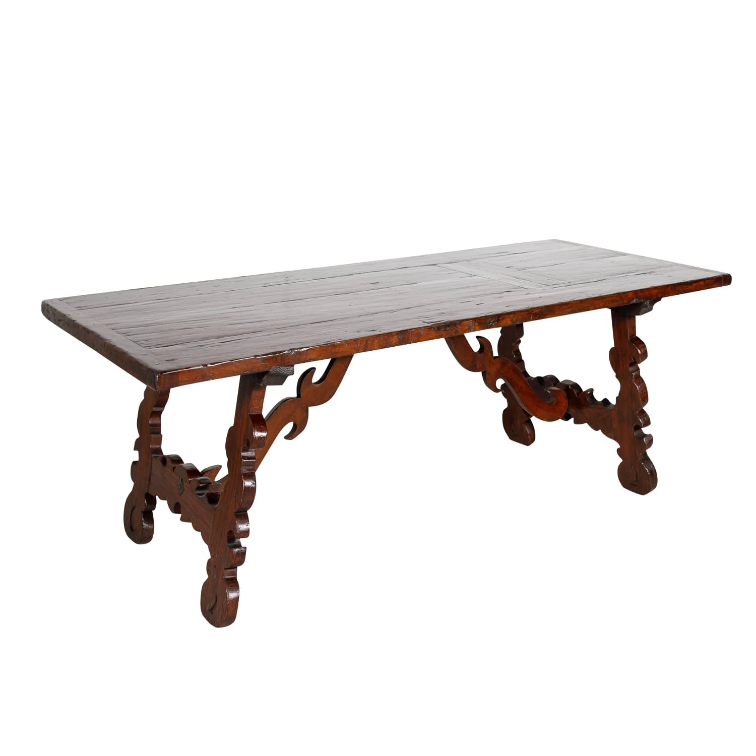 19th Century Spanish Baroque Style Trestle Dining Table