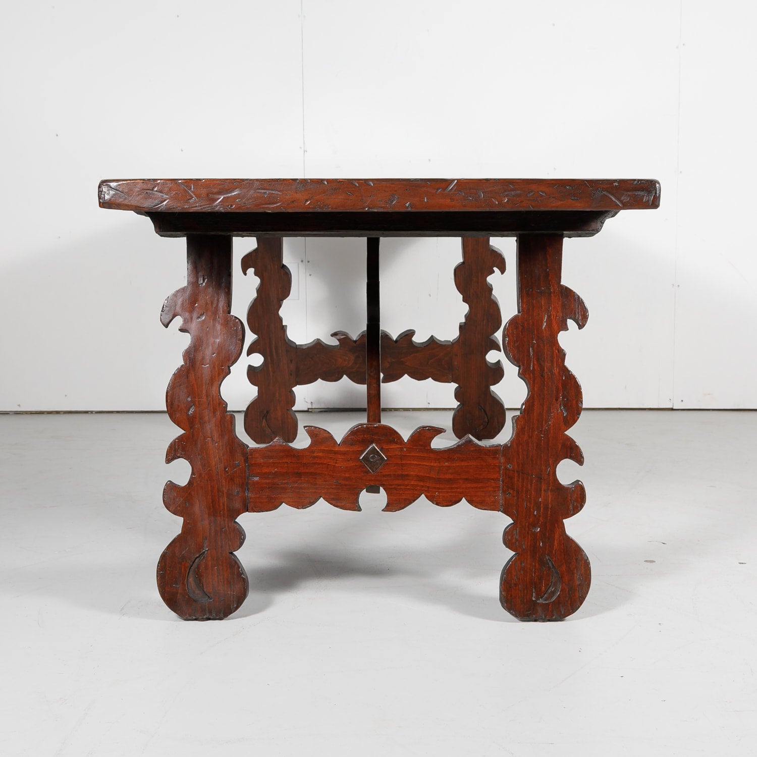 19th Century Spanish Baroque Style Trestle Dining Table