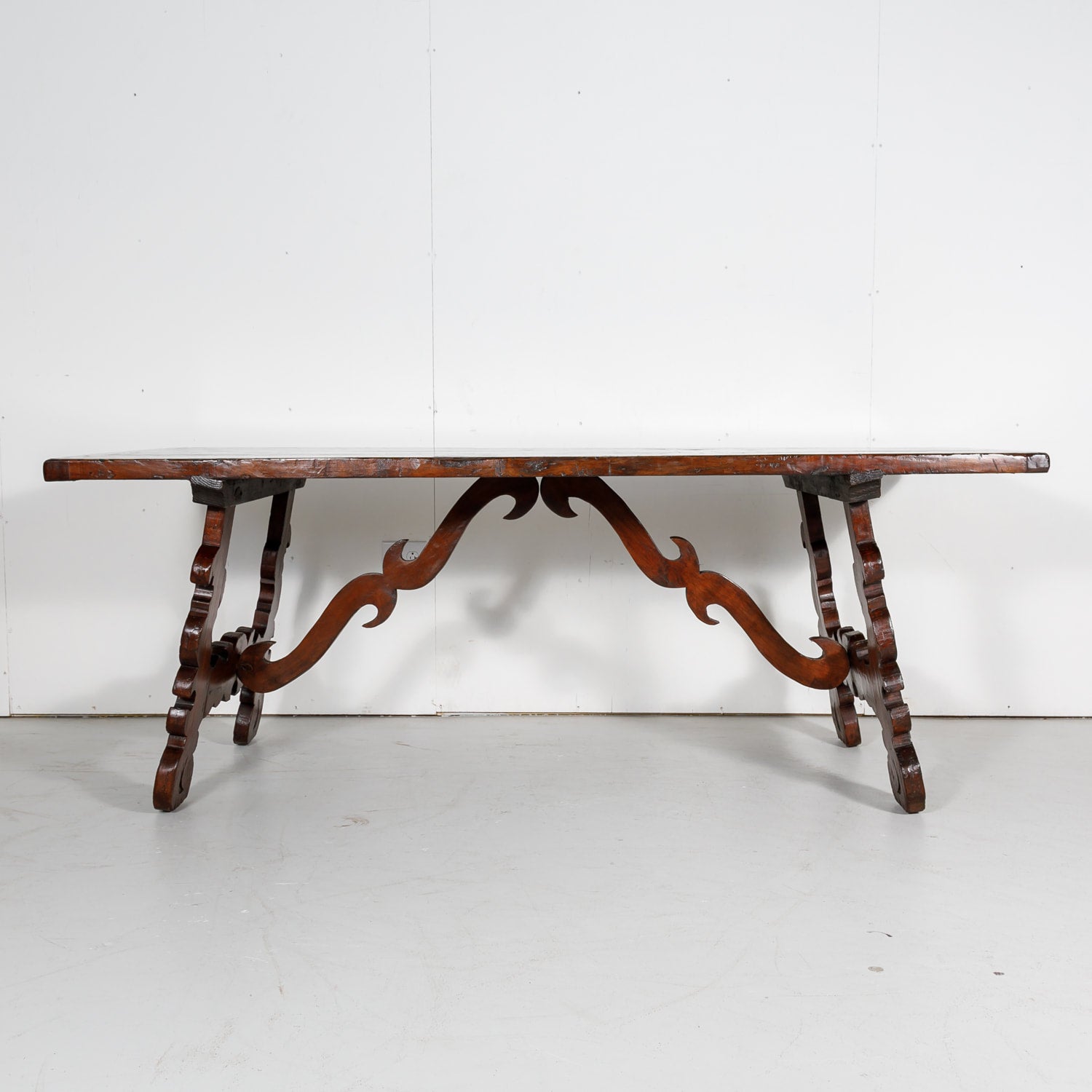 19th Century Spanish Baroque Style Trestle Dining Table