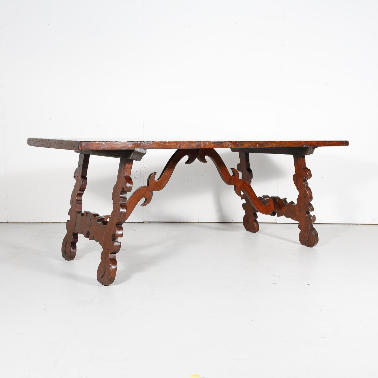 19th Century Spanish Baroque Style Trestle Dining Table