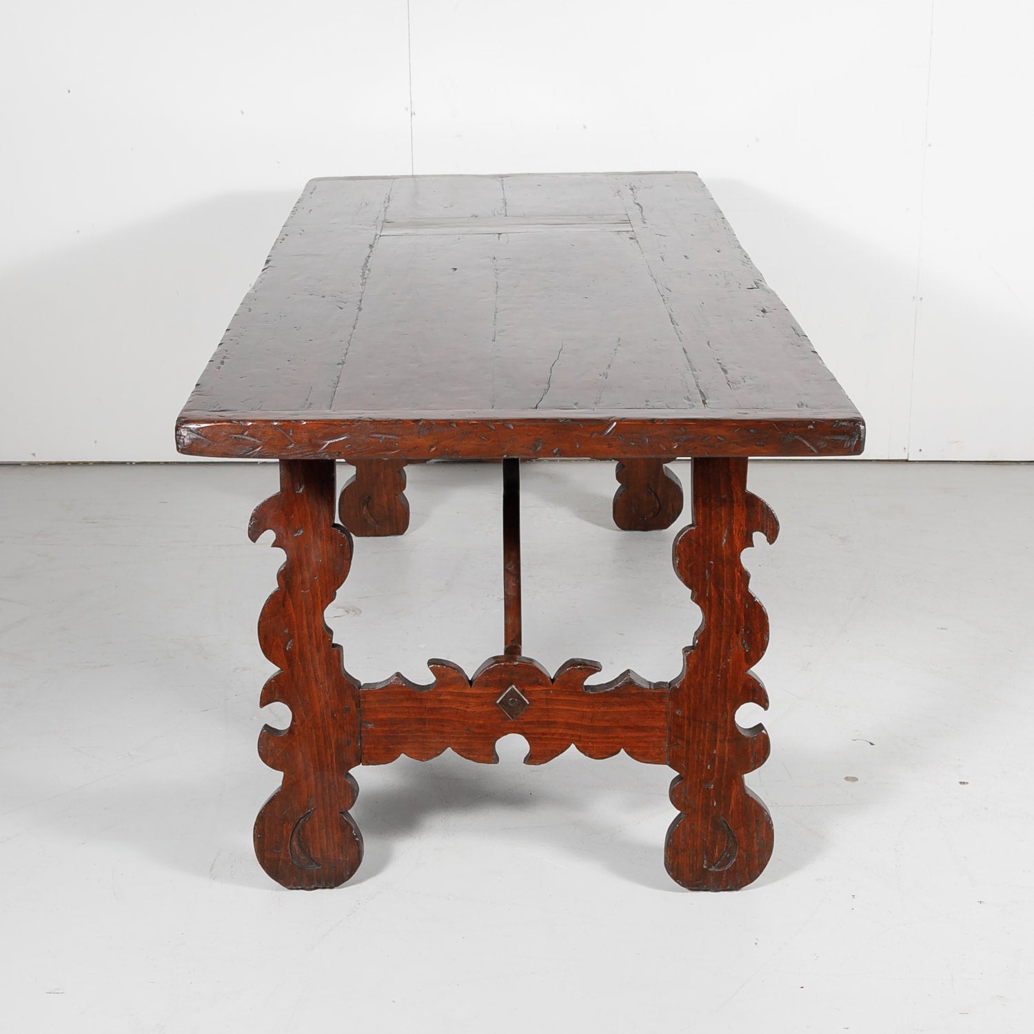 19th Century Spanish Baroque Style Trestle Dining Table