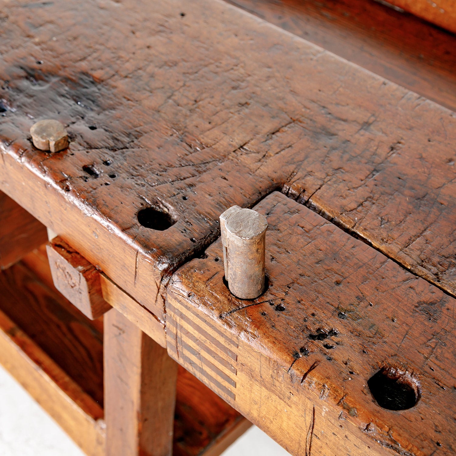 19th Century French Etabli or Capenter's Workbench with Two Vises 