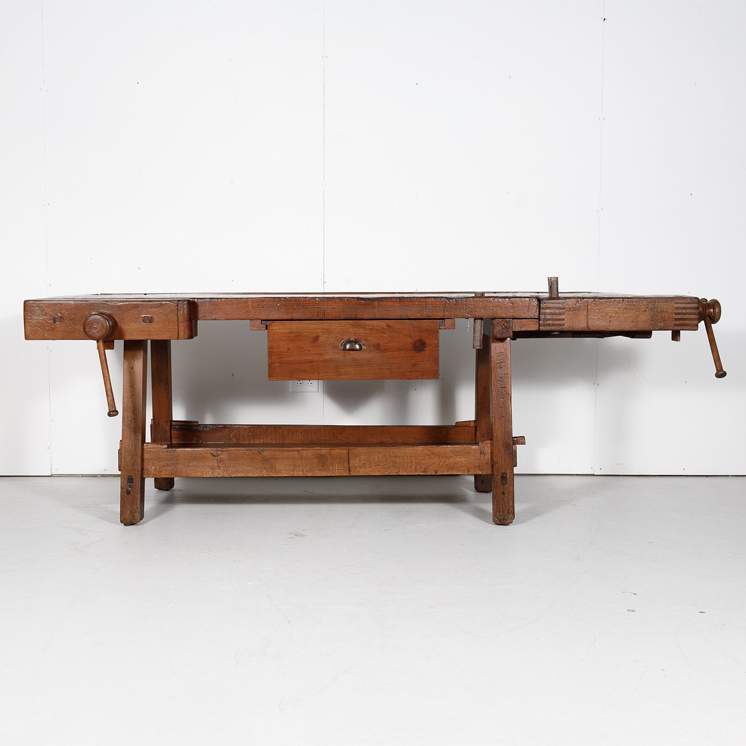 19th Century French Etabli or Capenter's Workbench with Two Vises 