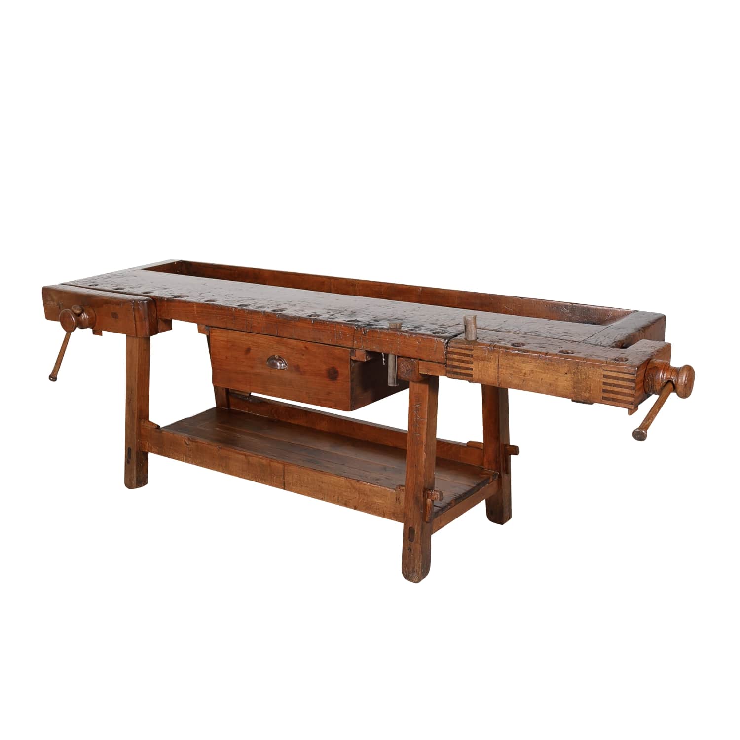 19th Century French Etabli or Capenter's Workbench with Two Vises 