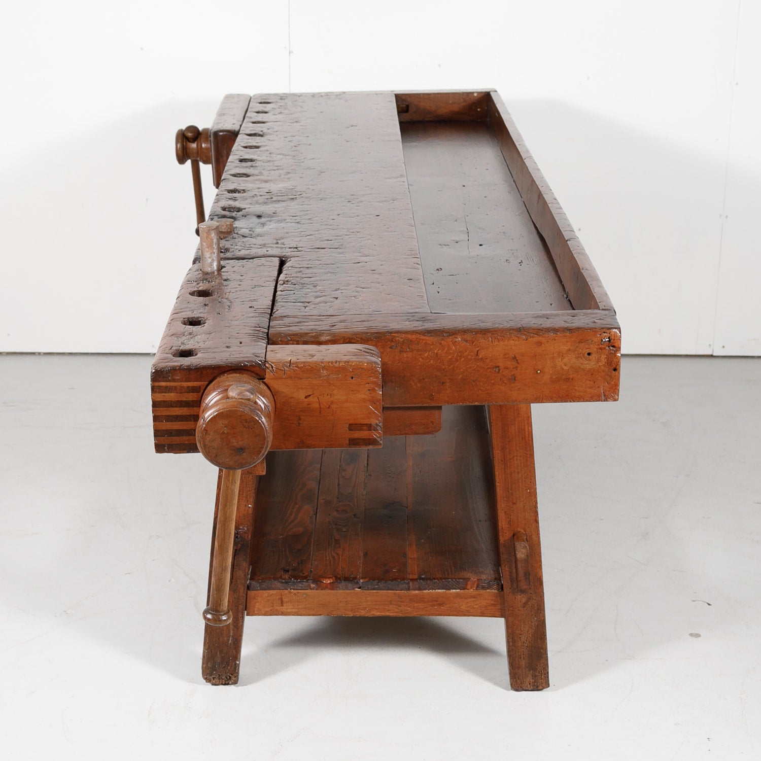 19th Century French Etabli or Capenter's Workbench with Two Vises 