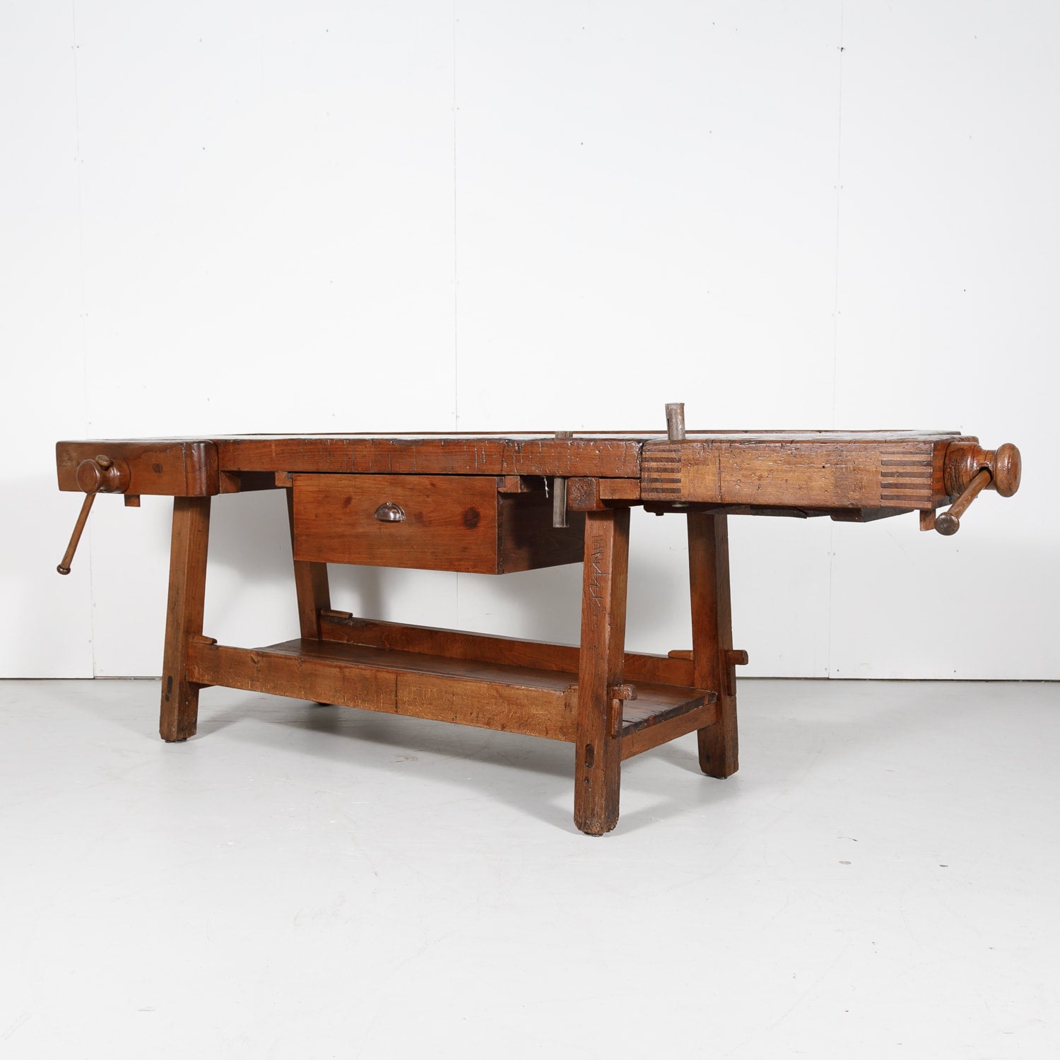 19th Century French Etabli or Capenter's Workbench with Two Vises 