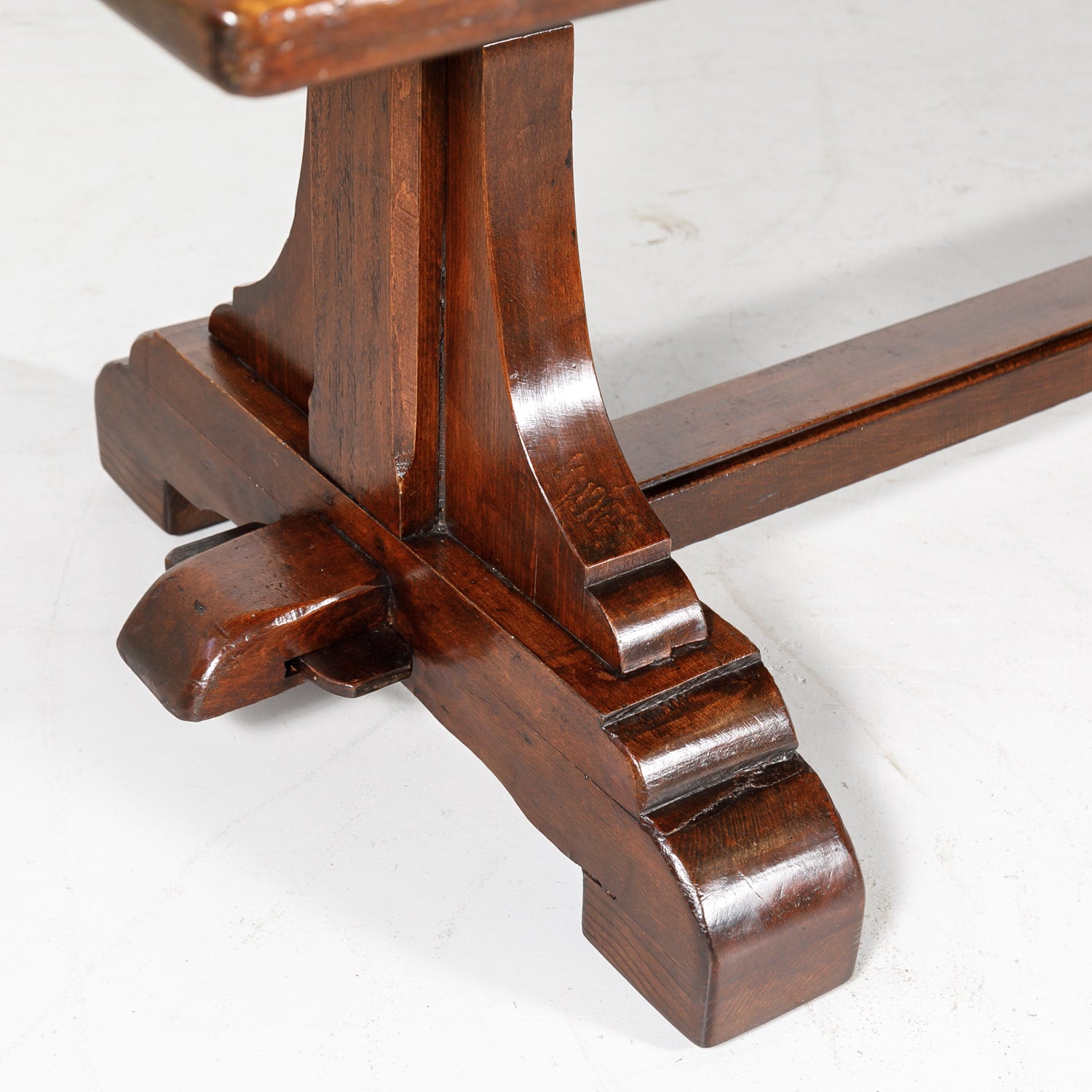 19th Century Solid Walnut French Trestle Dining Table