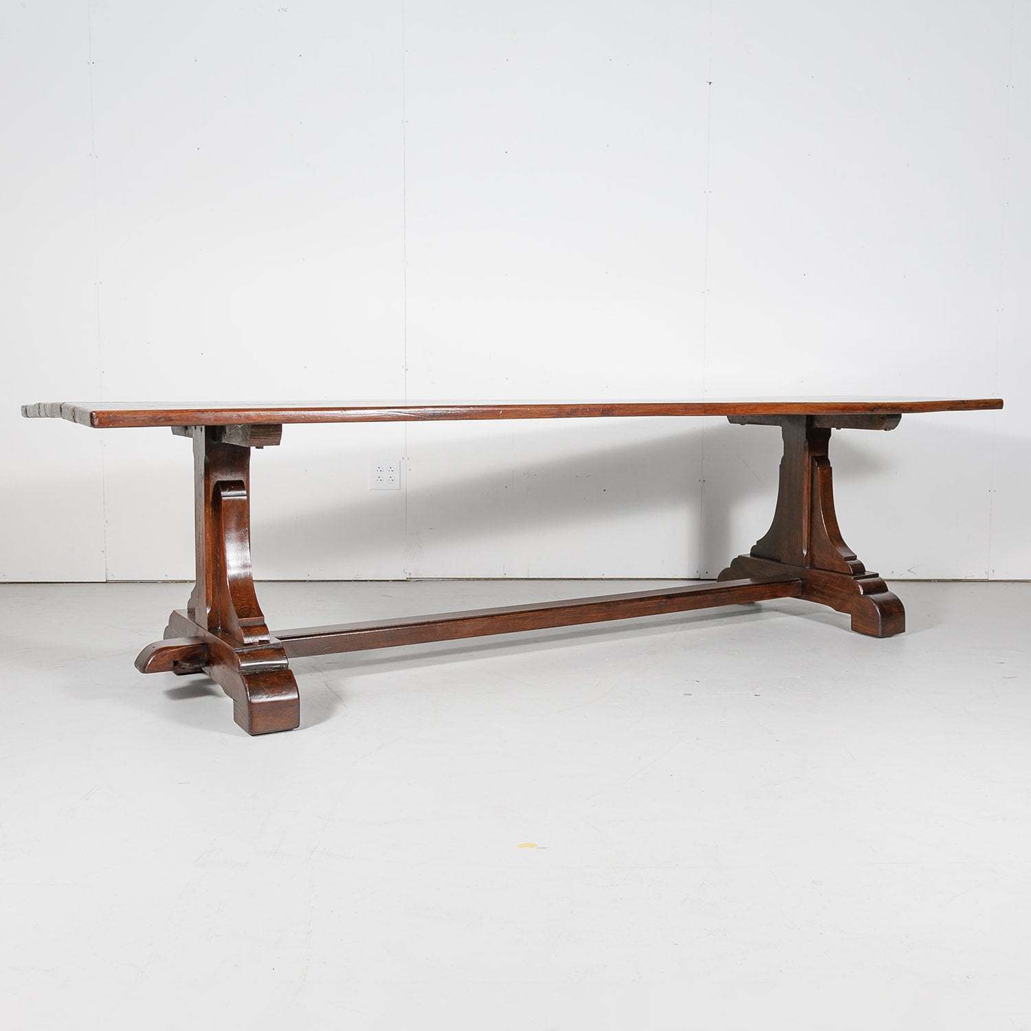 19th Century Solid Walnut French Trestle Dining Table