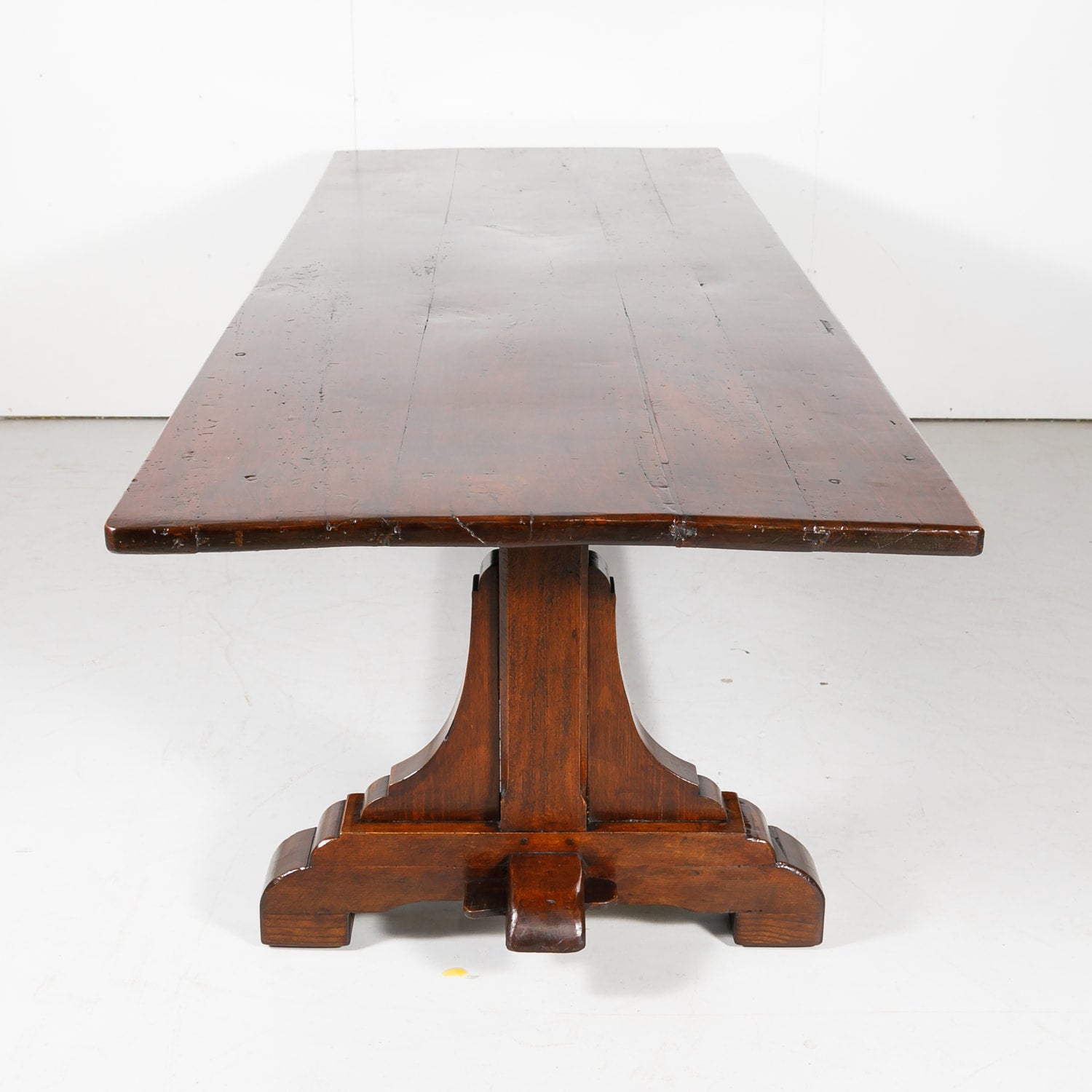 19th Century Solid Walnut French Trestle Dining Table