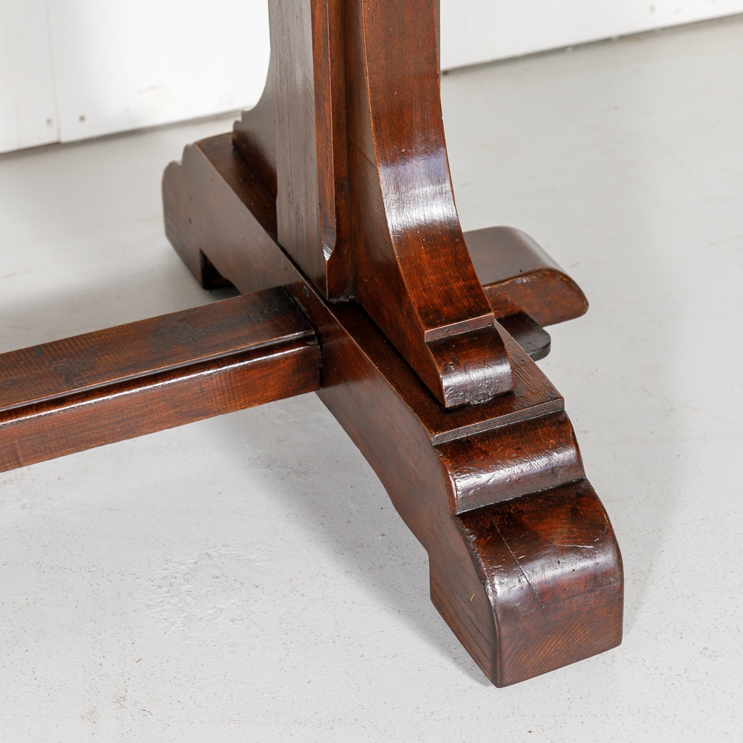 19th Century Solid Walnut French Trestle Dining Table