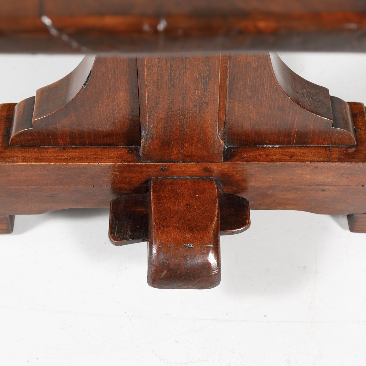 19th Century Solid Walnut French Trestle Dining Table