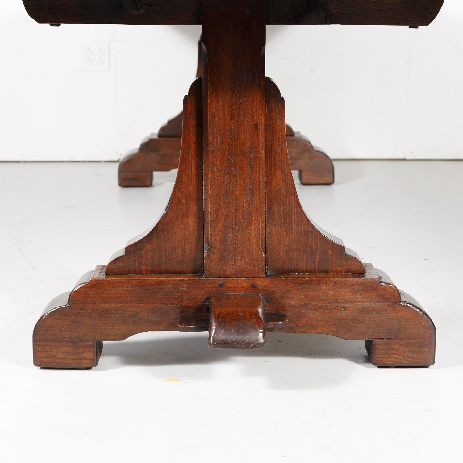 19th Century Solid Walnut French Trestle Dining Table