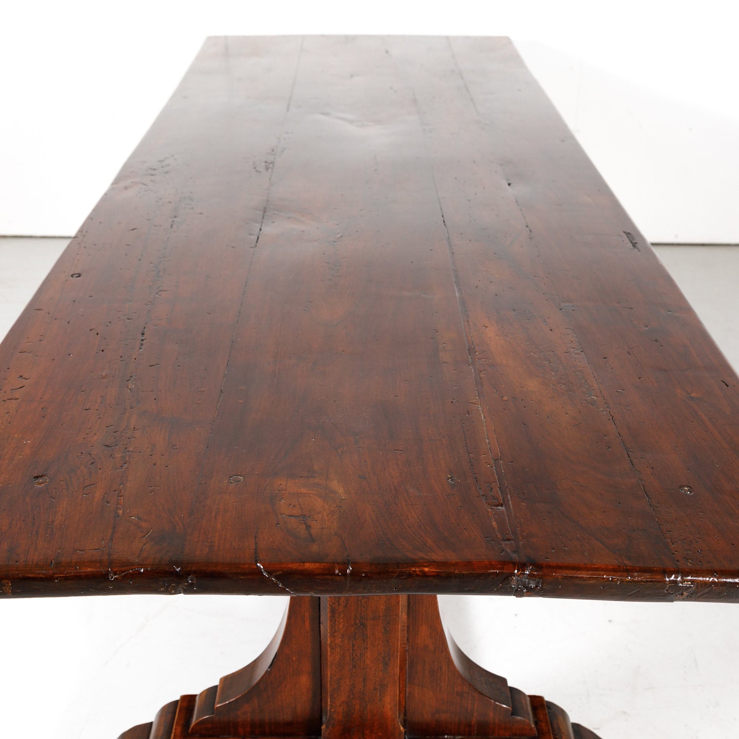 19th Century Solid Walnut French Trestle Dining Table