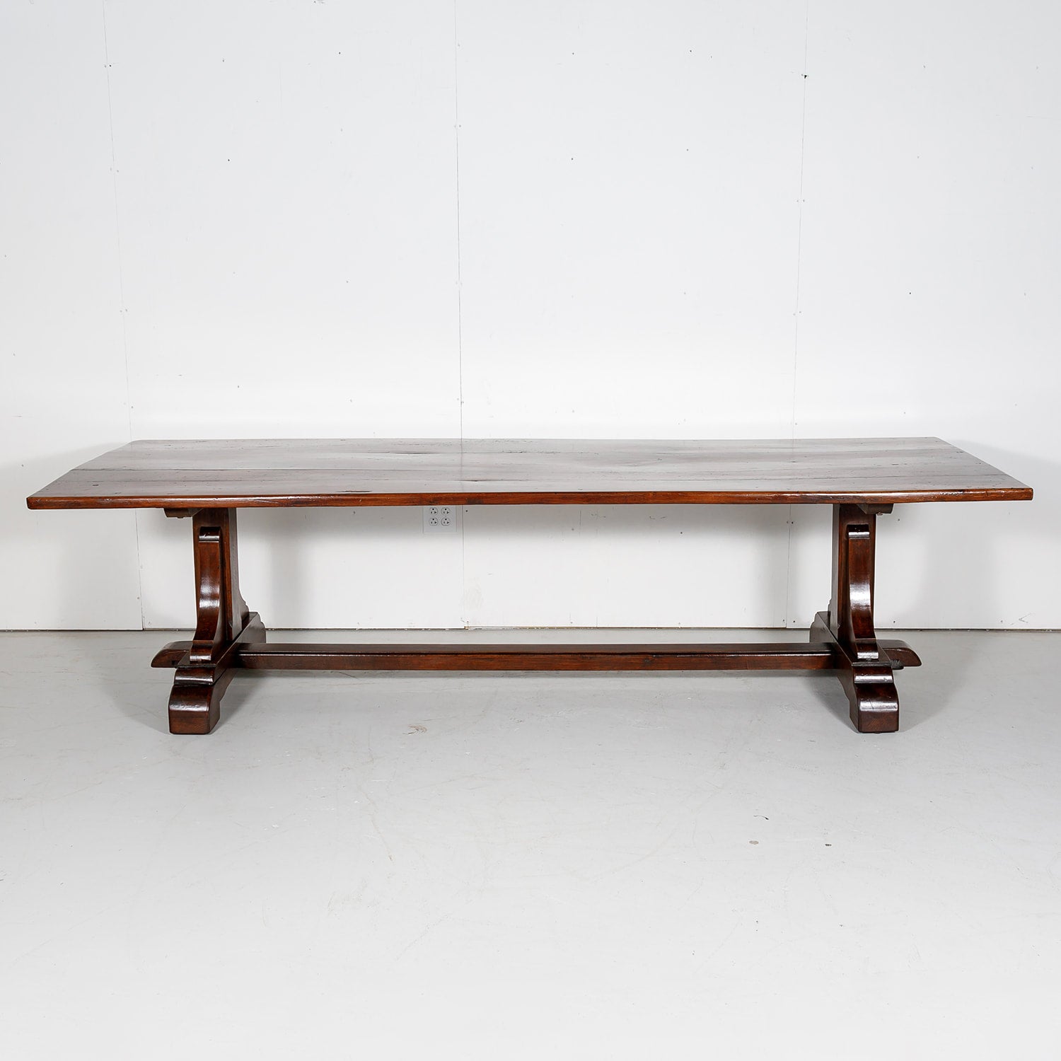 19th Century Solid Walnut French Trestle Dining Table