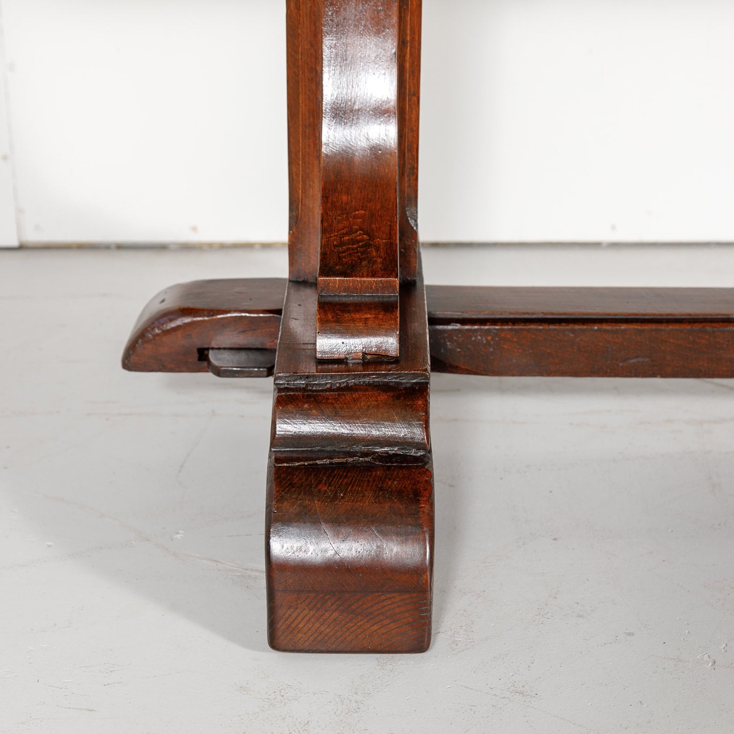 19th Century Solid Walnut French Trestle Dining Table