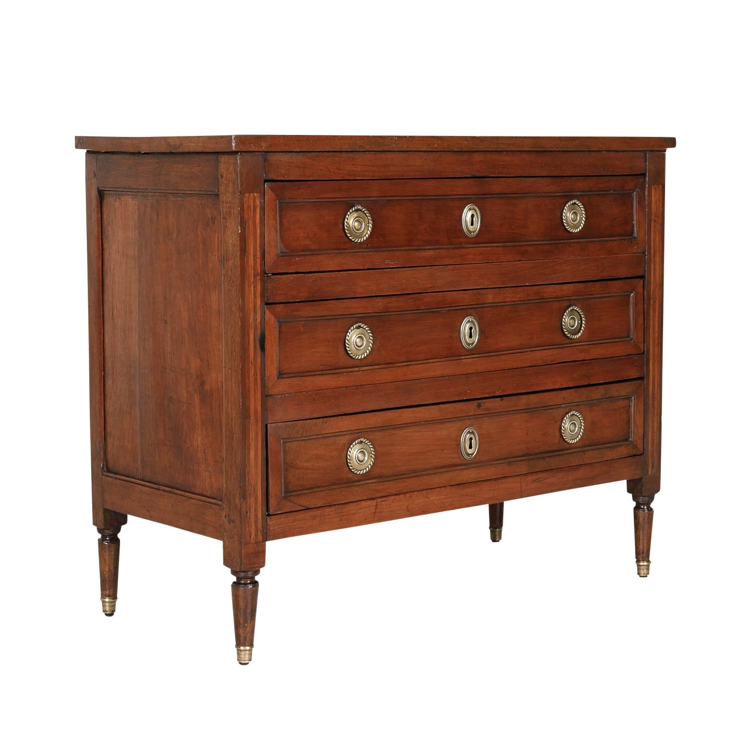 Mid-19th Century Petite French Louis XVI Style Walnut Commode with Inlay