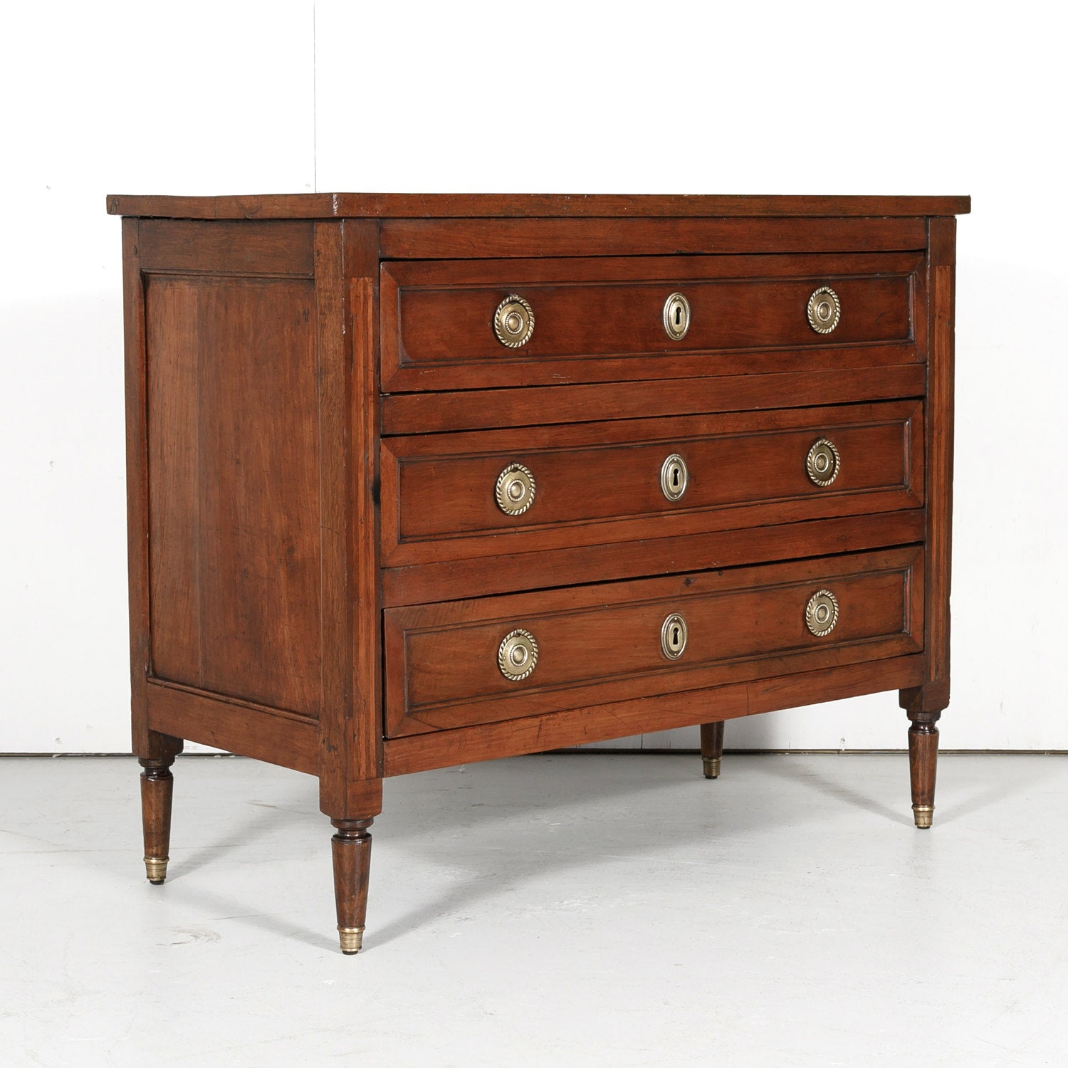 Mid-19th Century Petite French Louis XVI Style Walnut Commode with Inlay