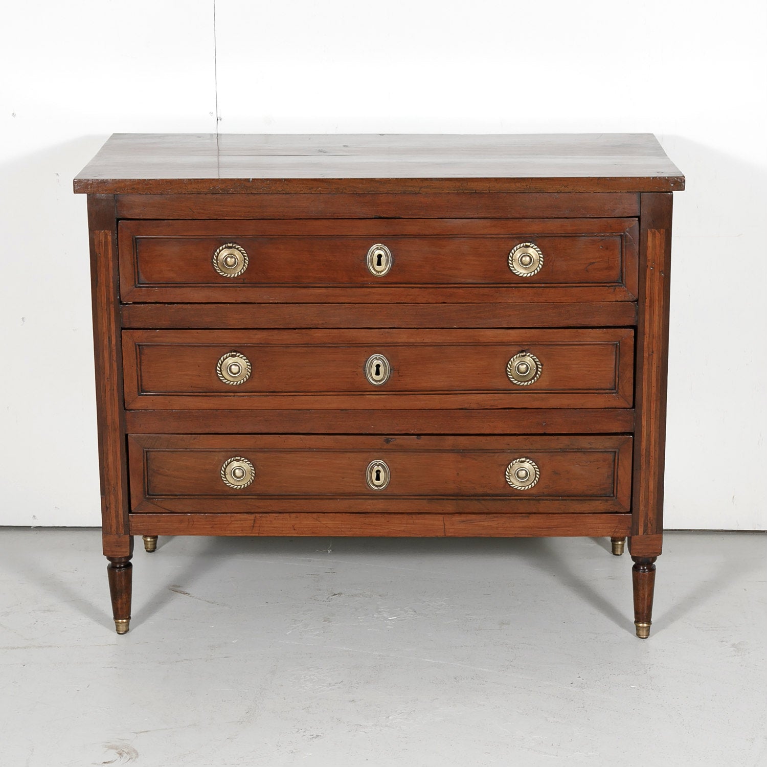 Mid-19th Century Petite French Louis XVI Style Walnut Commode with Inlay
