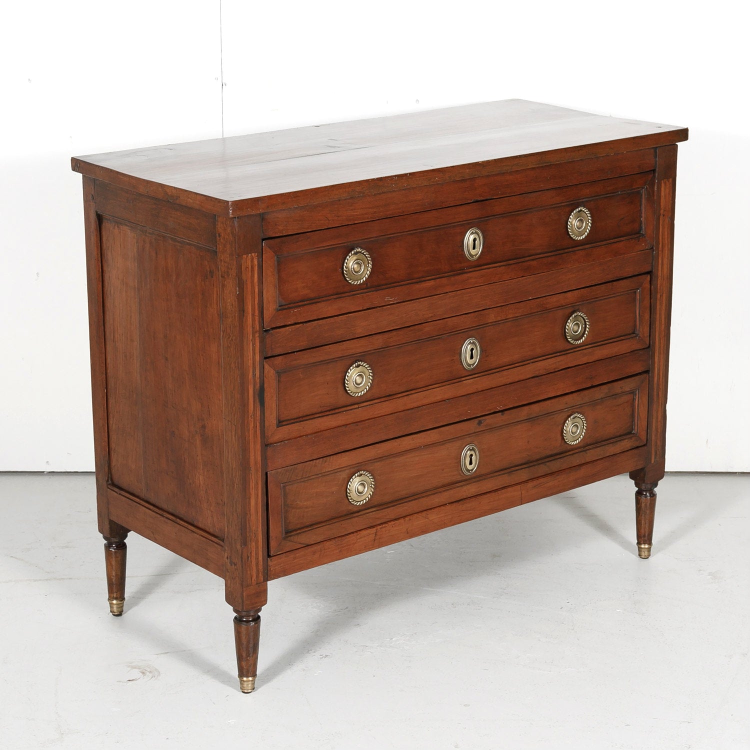 Mid-19th Century Petite French Louis XVI Style Walnut Commode with Inlay